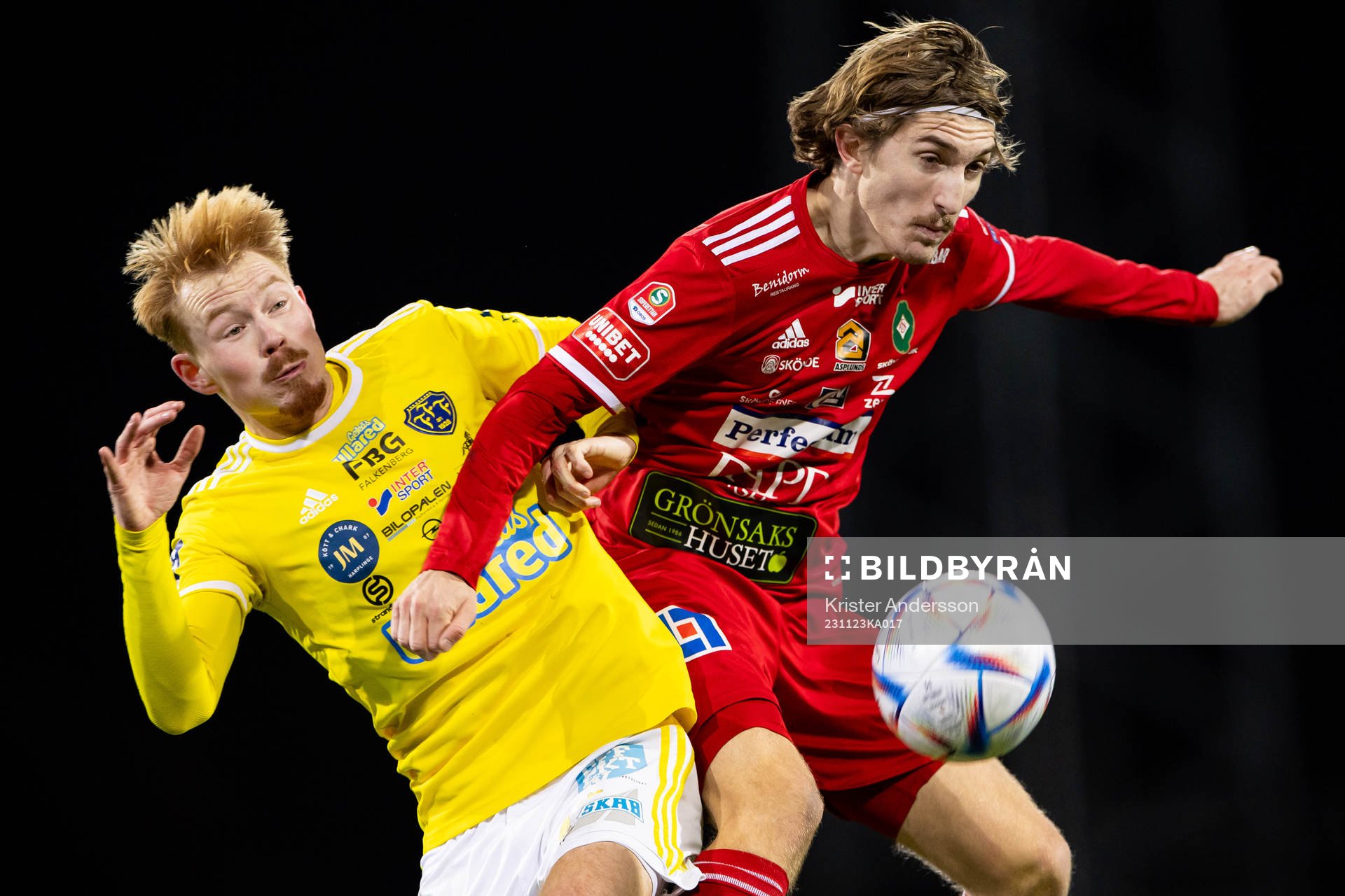 Falkenbergs Linus Borgström och Skövde AIKs Hugo Engström