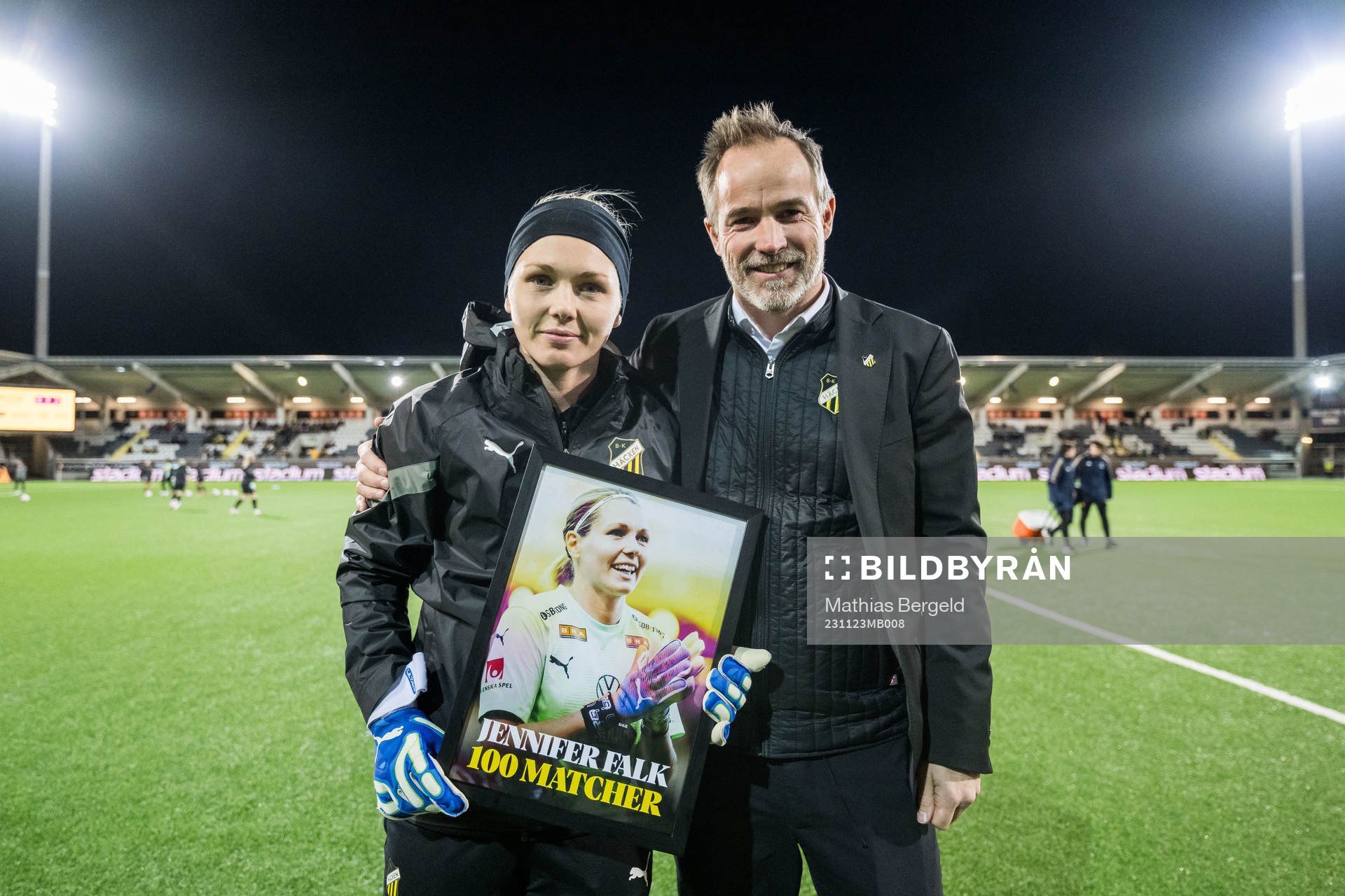 Goalkeeper Jennifer Falk and Football coordinator Christian