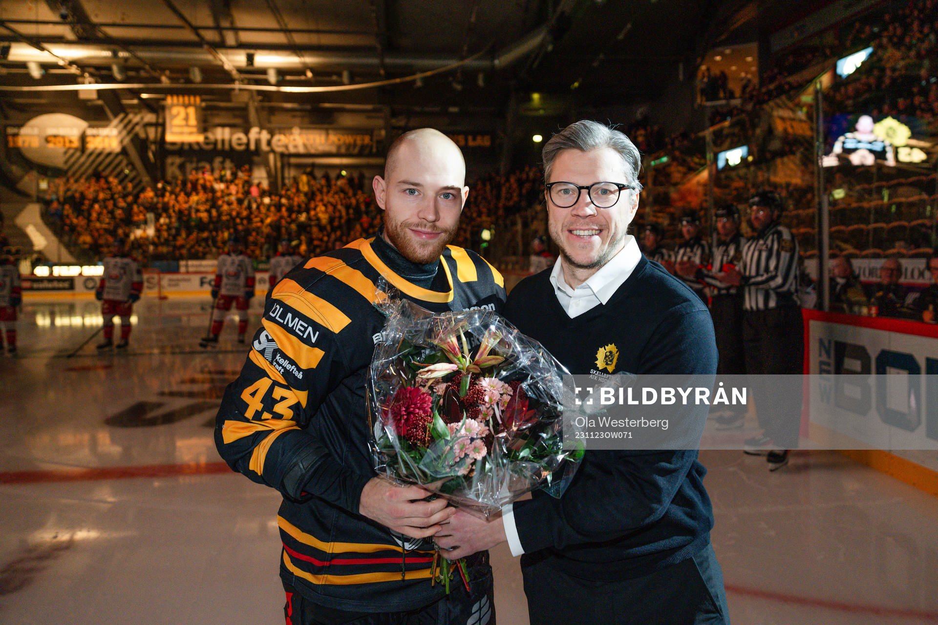 Skellefteås Filip Sandberg och general manager Erik