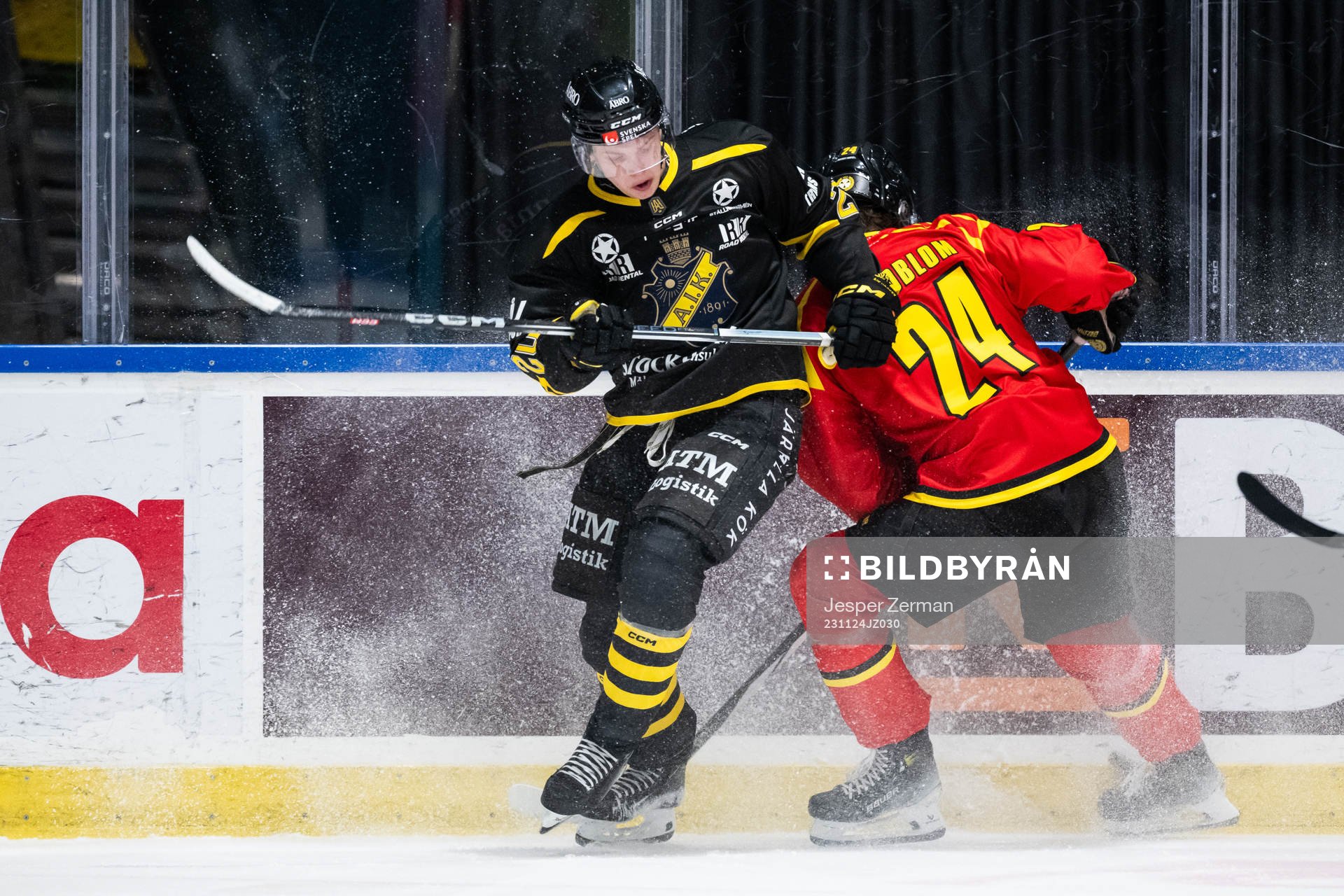 AIKs Rasmus Rudslätt och Brynäs Linus Lindblom