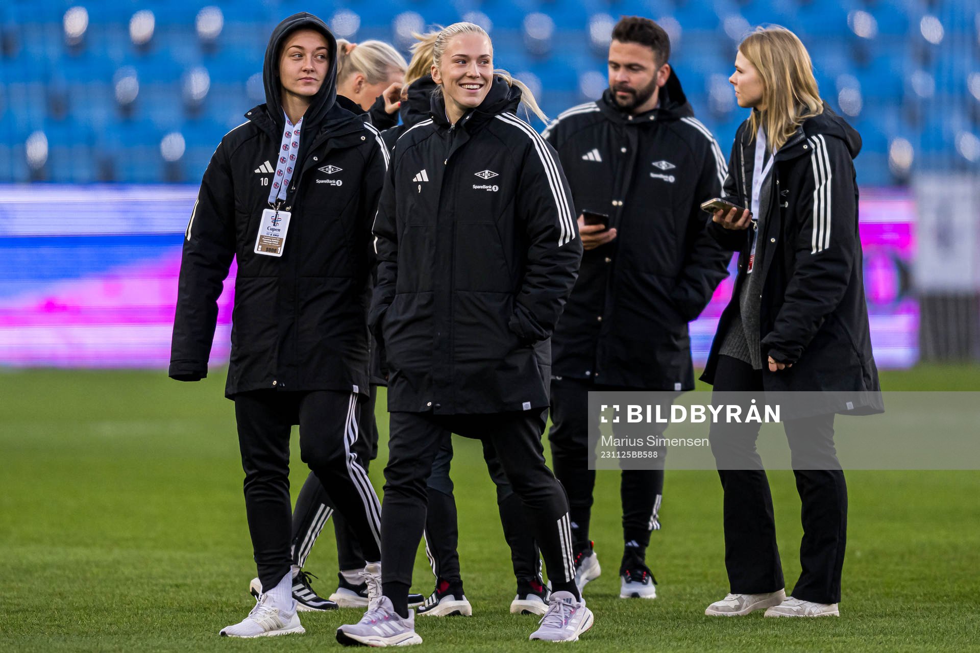 Camilla Linberg and Emilie Nautnes of Rosenborg arrives ahead of the cup final between Rosenborg and Vålerenga on November 25, 2023 in Oslo.