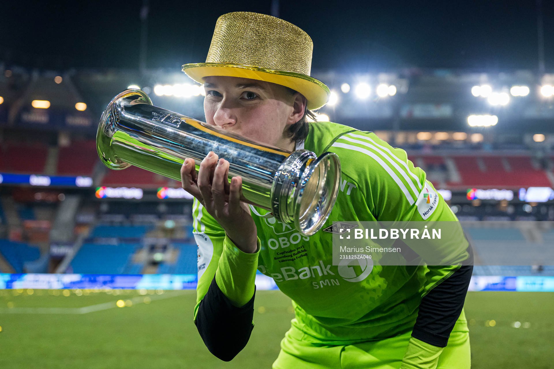 Lene Christensen of Rosenborg celebrates with the trophy