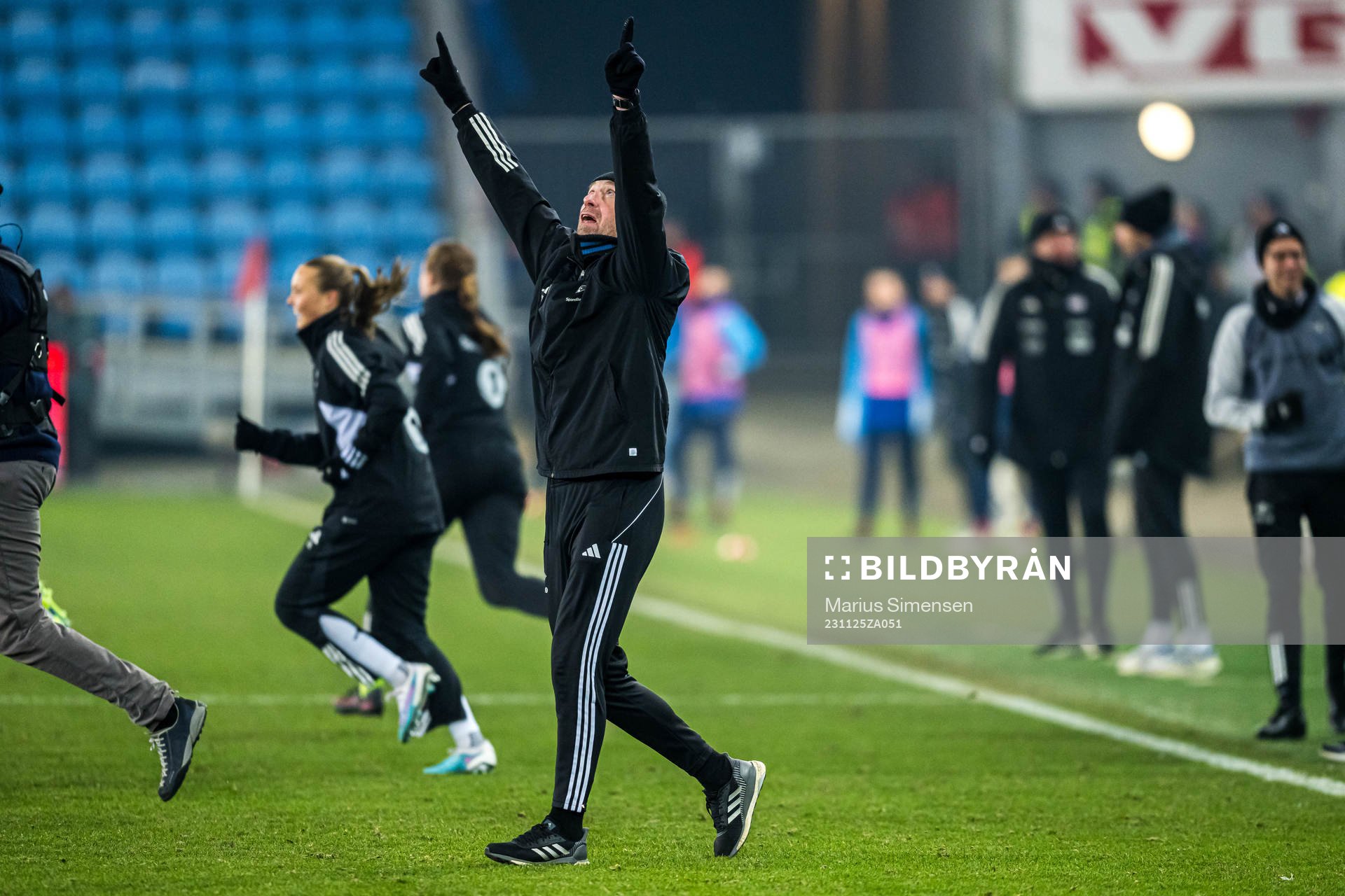Steinar Lein, head coach of Rosenborg, celebrates at the