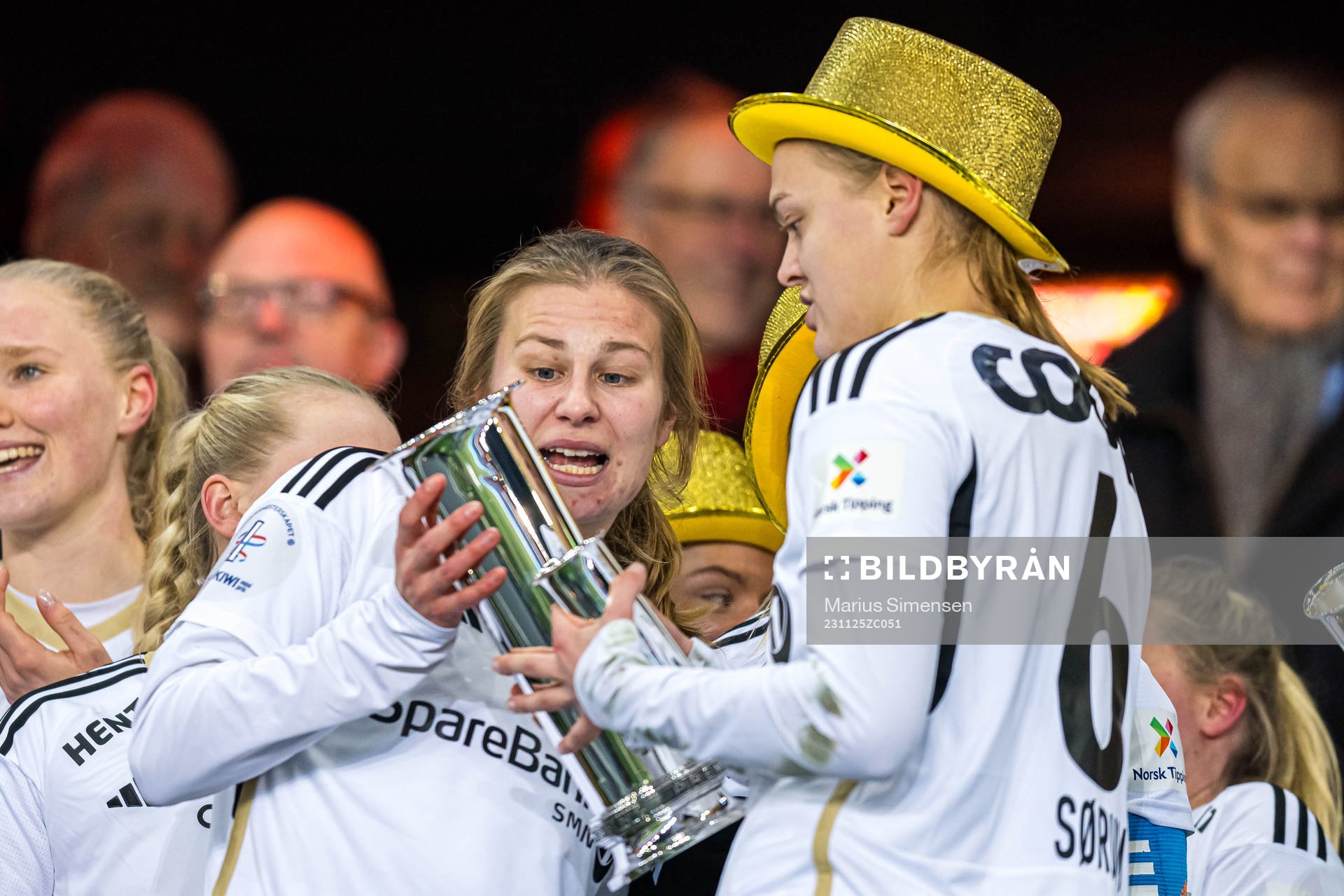 Cesilie Andreassen of Rosenborg celebrates with the trophy