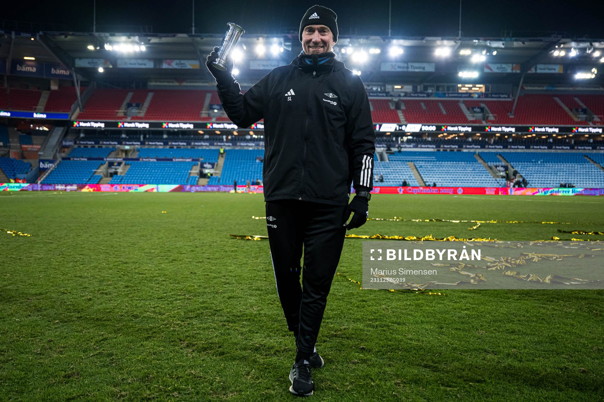 Steinar Lein, head coach of Rosenborg, celebrates with the