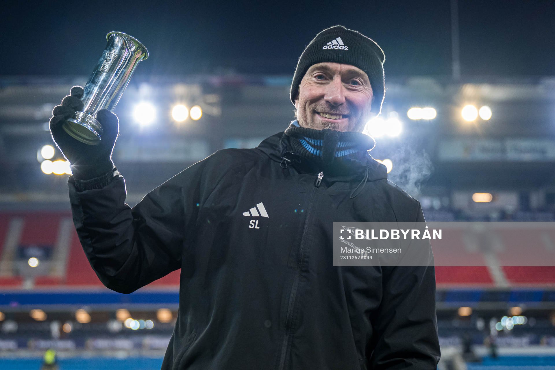 Steinar Lein, head coach of Rosenborg, celebrates with the