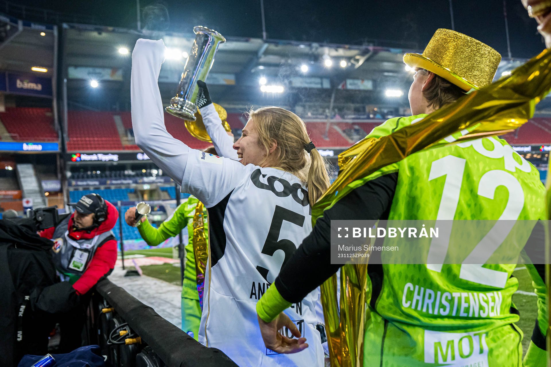 Cesilie Andreassen of Rosenborg celebrates with the trophy