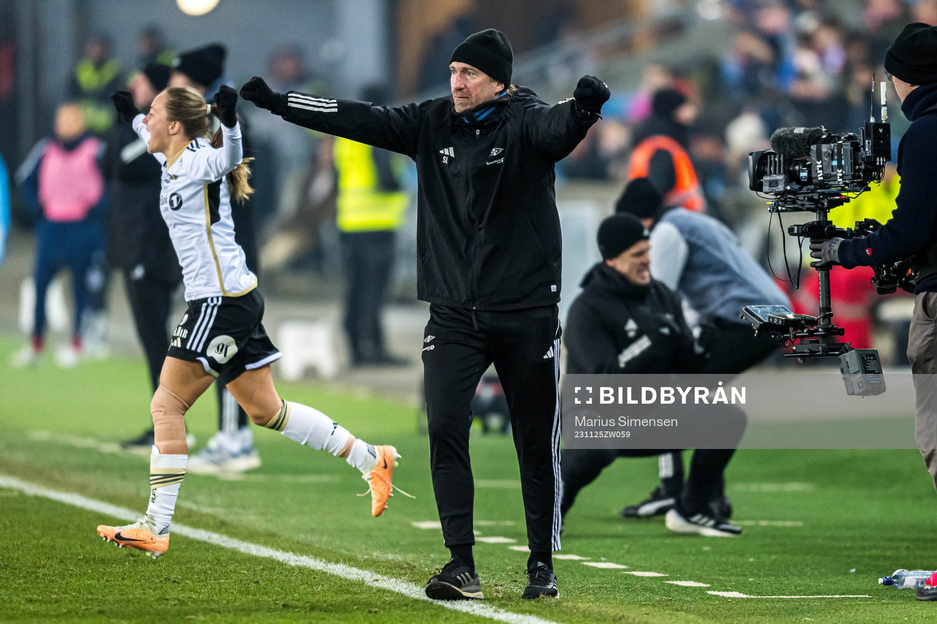 Steinar Lein, head coach of Rosenborg, celebrates at the