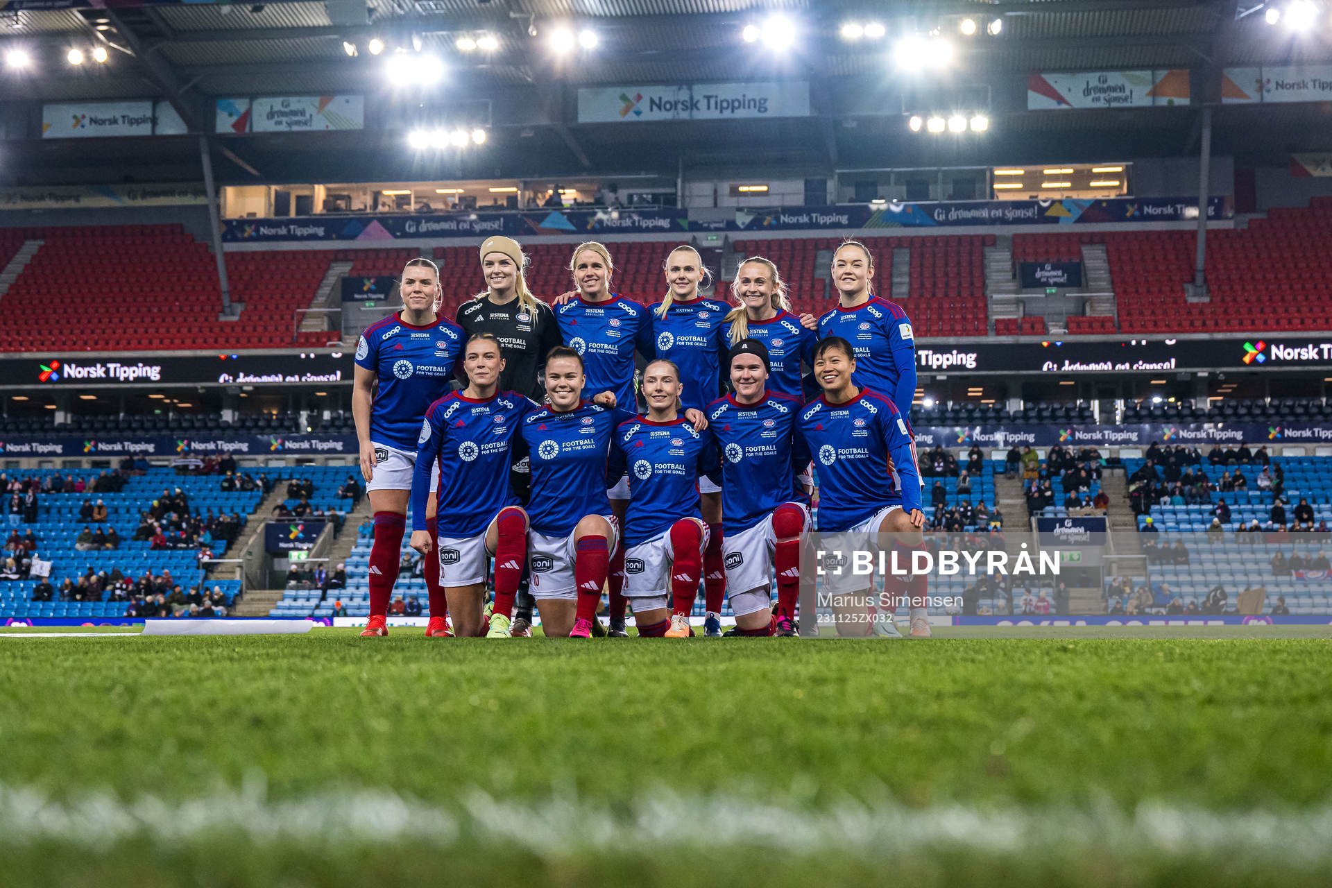 The starting eleven of Vålerenga, from the top left;
