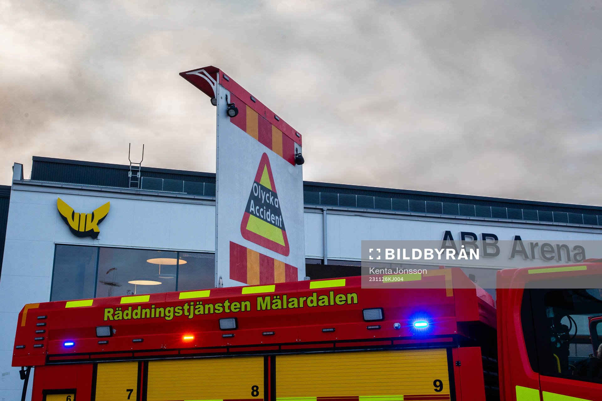 Brandkår utanför ABB Arena Nord
