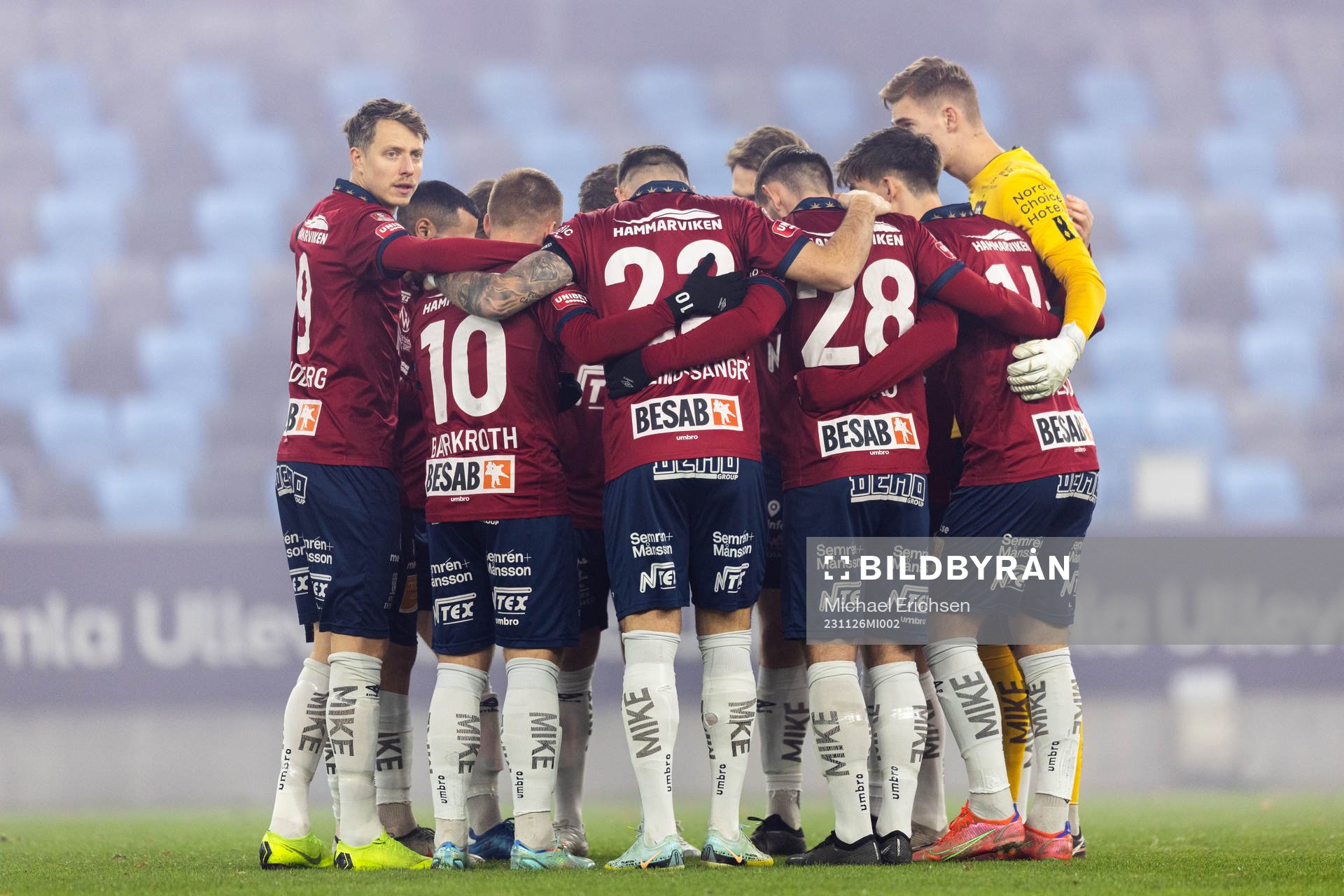 Örgrytes spelare inför fotbollsmatchen i kvalet till Superettan mellan Örgryte och Nordic United den 26 november 2023 i Göteborg.