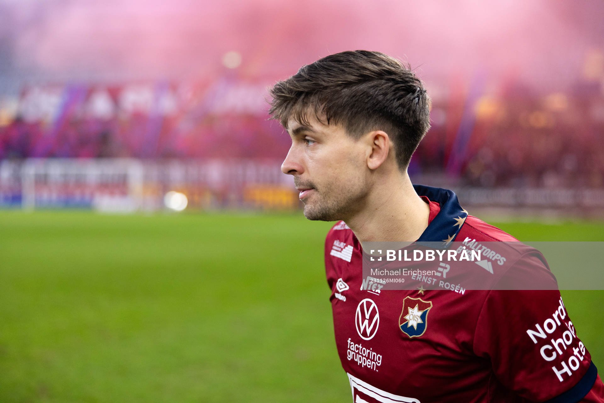 Örgrytes Daniel Paulson innan fotbollsmatchen i kvalet