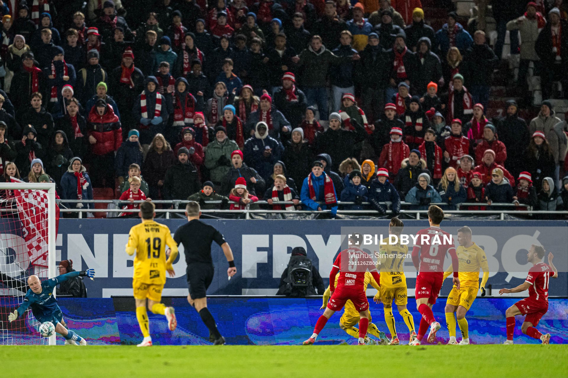 Bård Finne of Brann scores the 1-0 goal