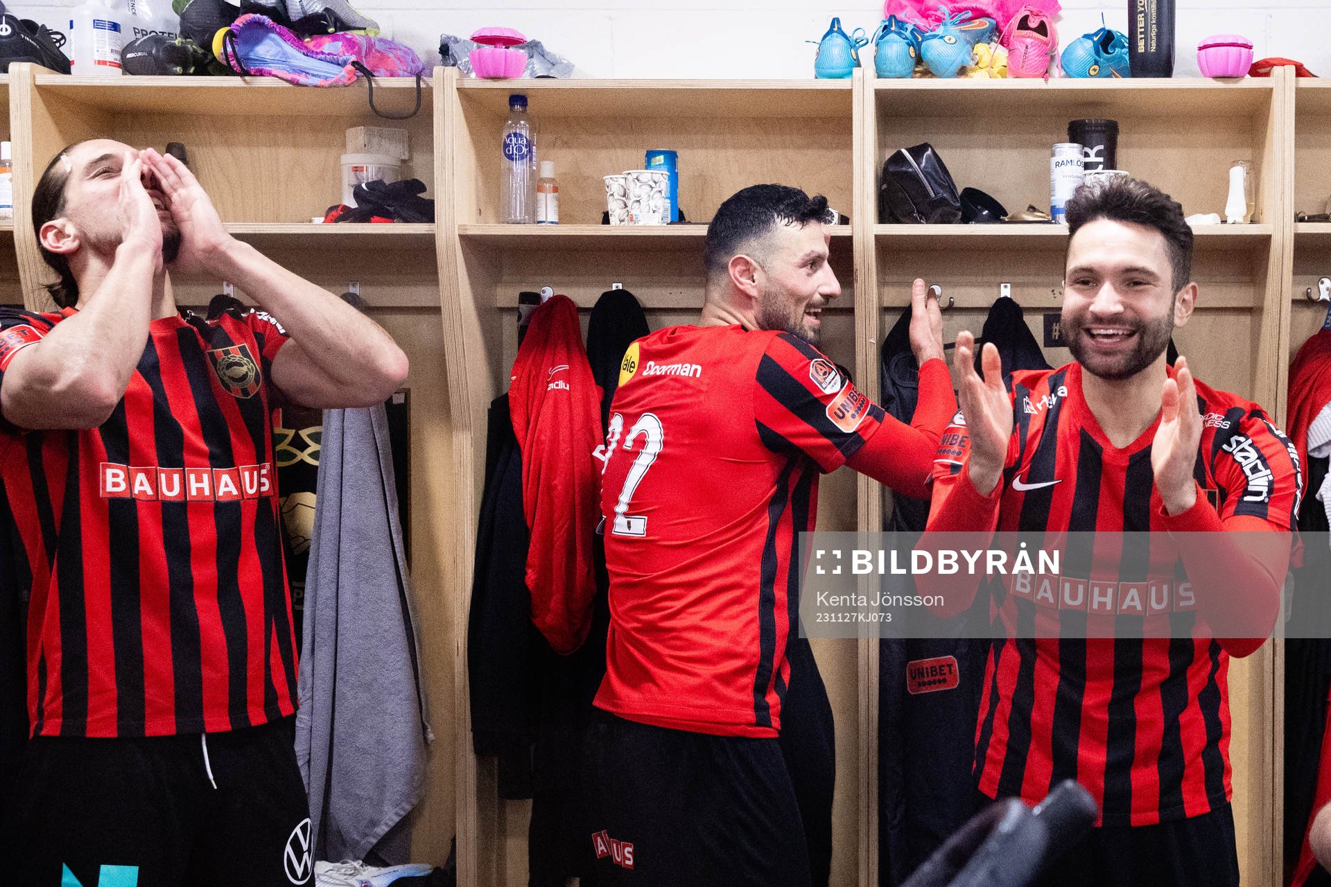 Brommapojkarnas Rebin Sulaka och Marijan Cosic jublar