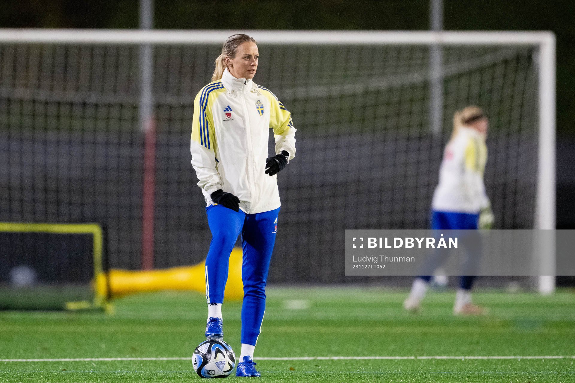 Amanda Ilestedt during a training session with the Women's National Football team of Sweden on November 27, 2023 in Lucerne. 