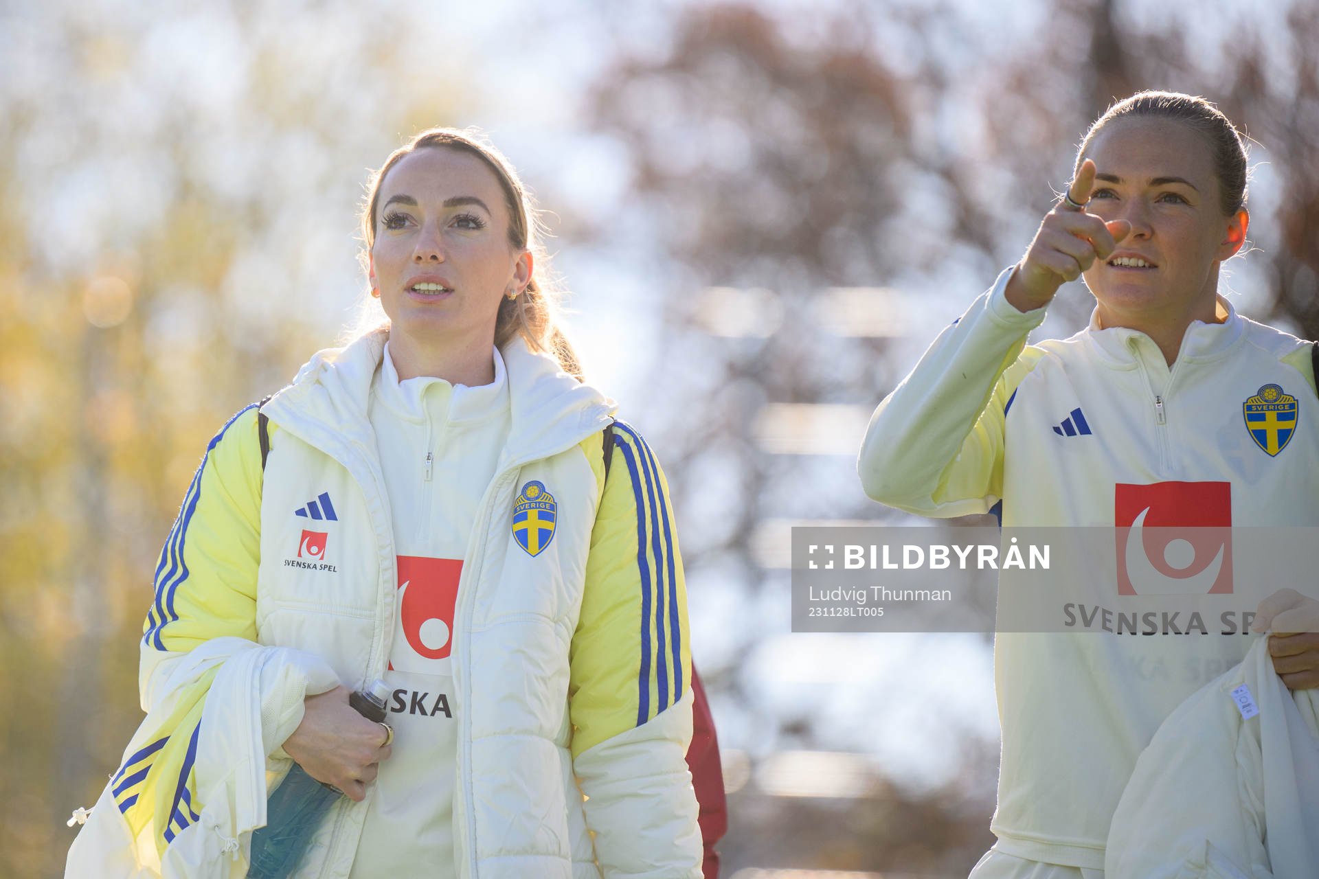 Kosovare Asllani and Magdalena Eriksson of Sweden
