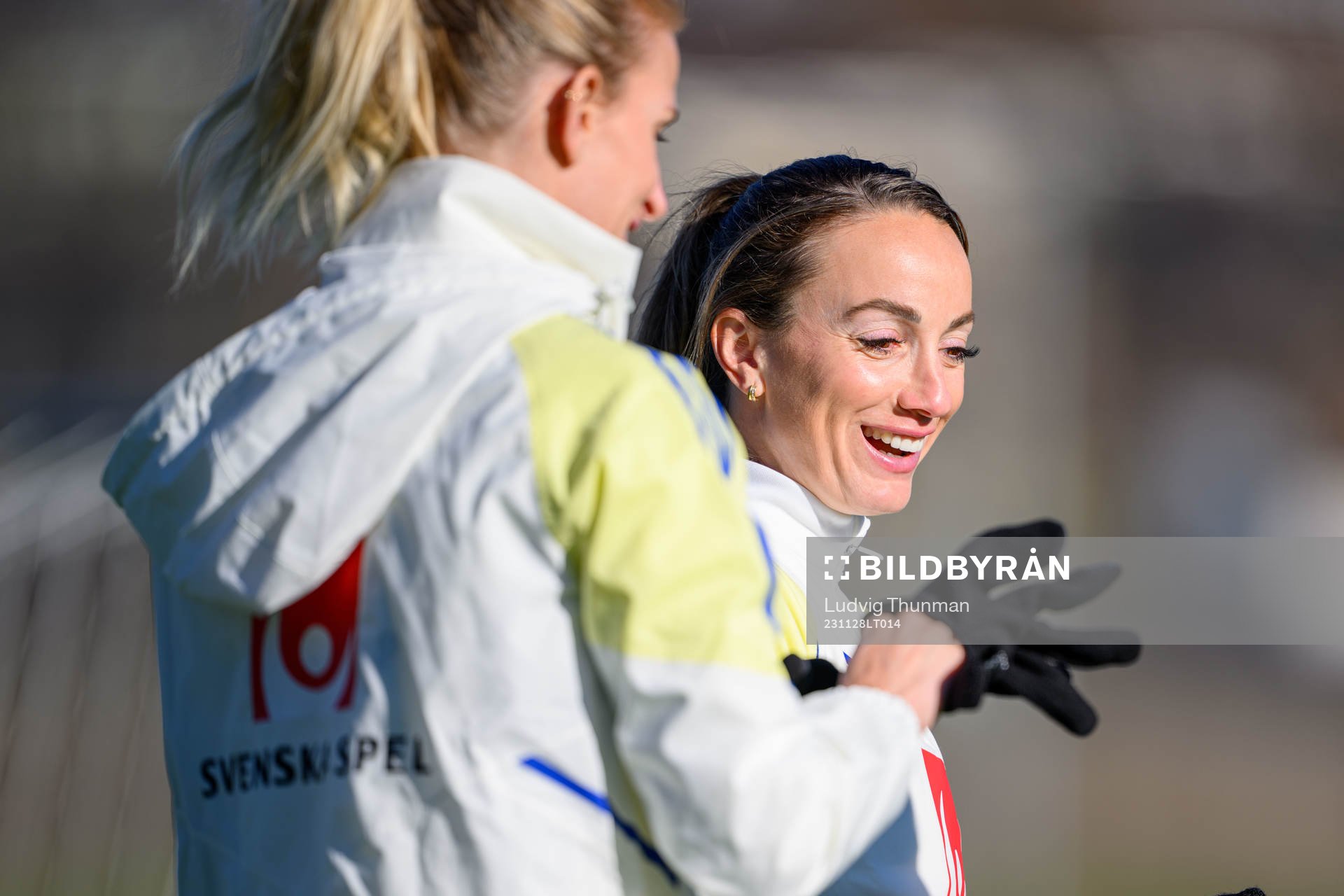Sofia Jakobsson and Kosovare Asllani of Sweden
