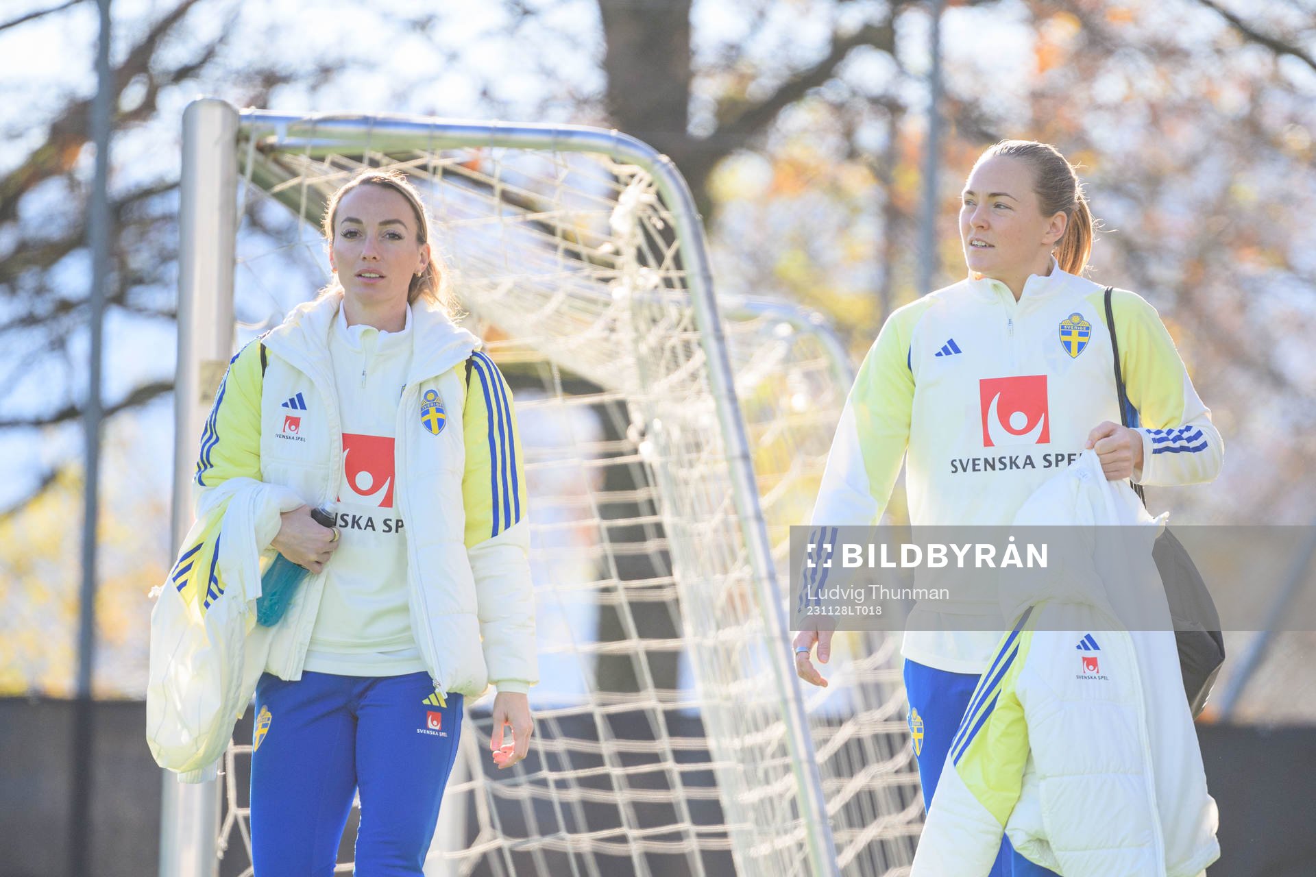 Kosovare Asllani and Magdalena Eriksson of Sweden