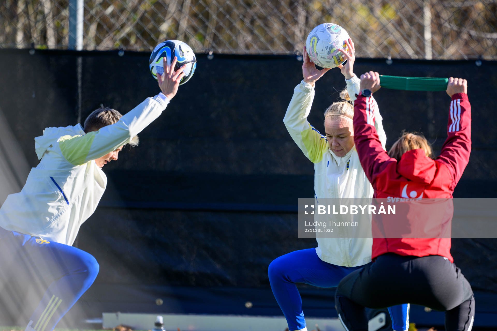 Lina Hurtig and Caroline Seger of Sweden of the women’s national football team of Sweden at a training session on November 28, 2023 in Lucerne.