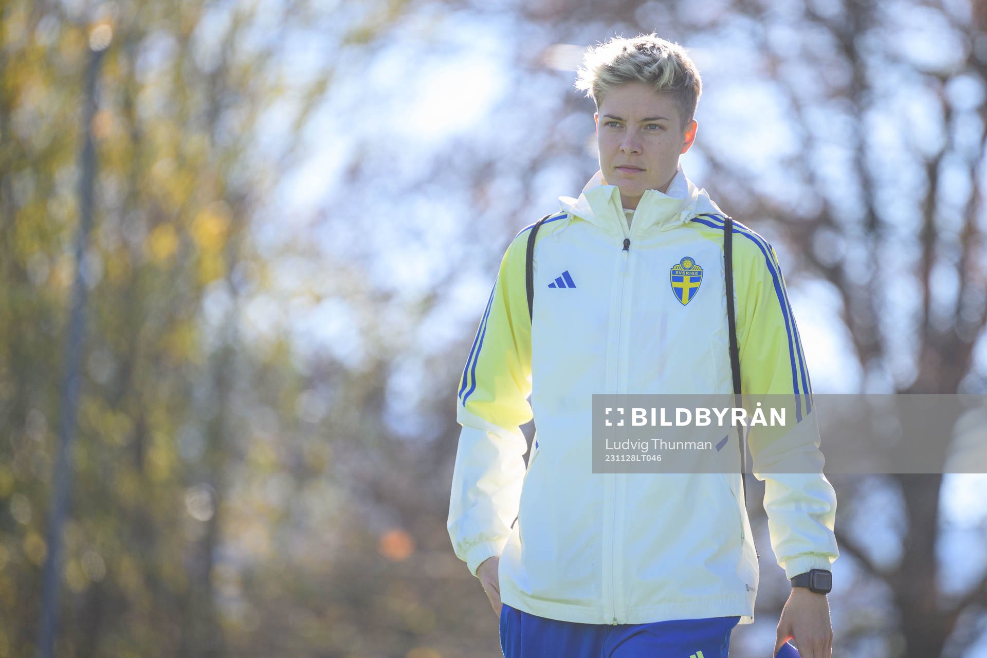 Lina Hurtig of Sweden of the women’s national football team of Sweden at a training session on November 28, 2023 in Lucerne. 