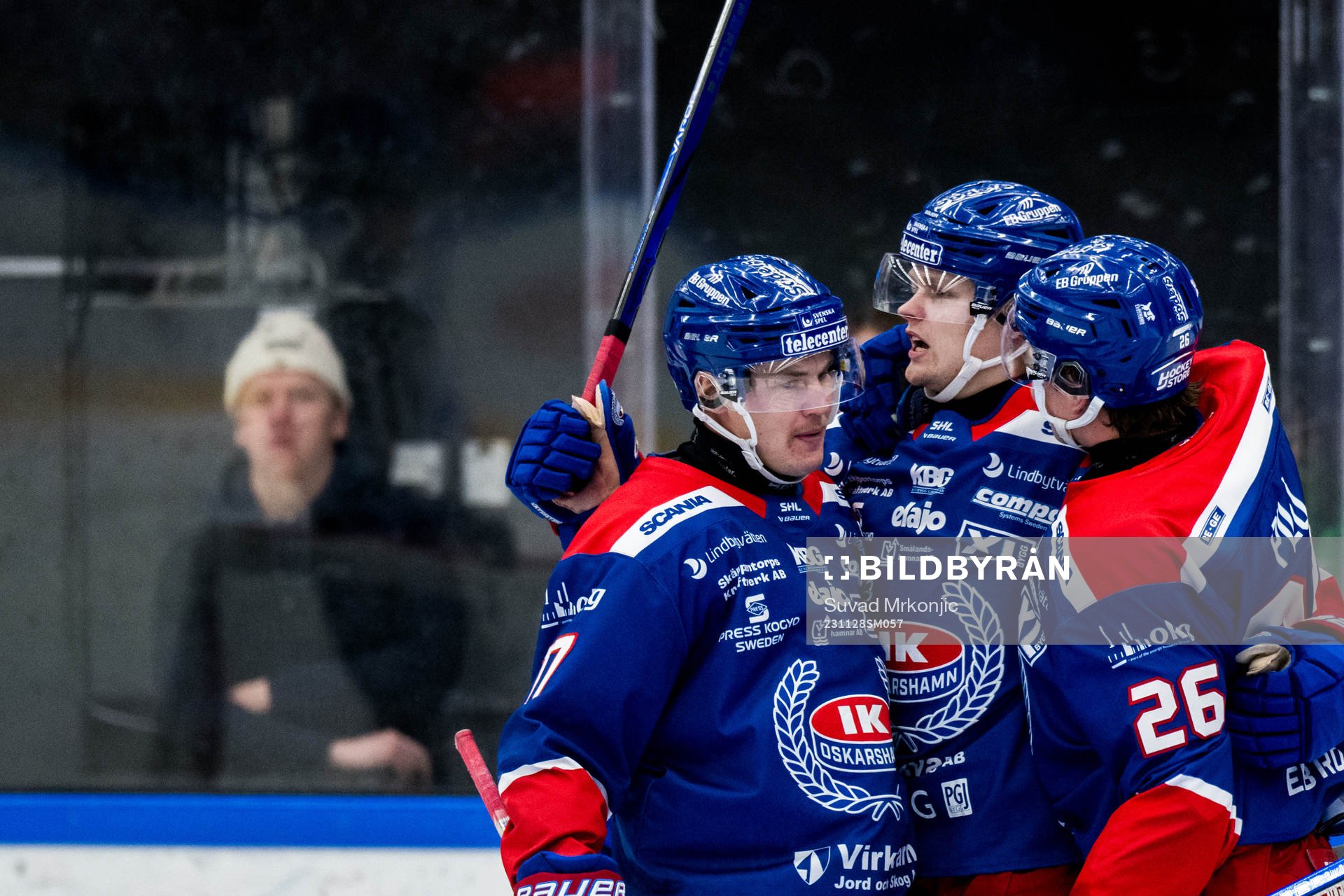 Oskarshamns Hampus Karlsson jublar reduceringen 2-1