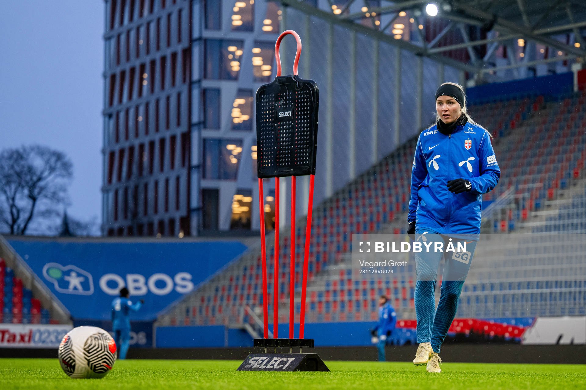 Anna Langås Jøsendal of the Norwegian women's national football team during a training session on November 28, 2023 in Oslo. 