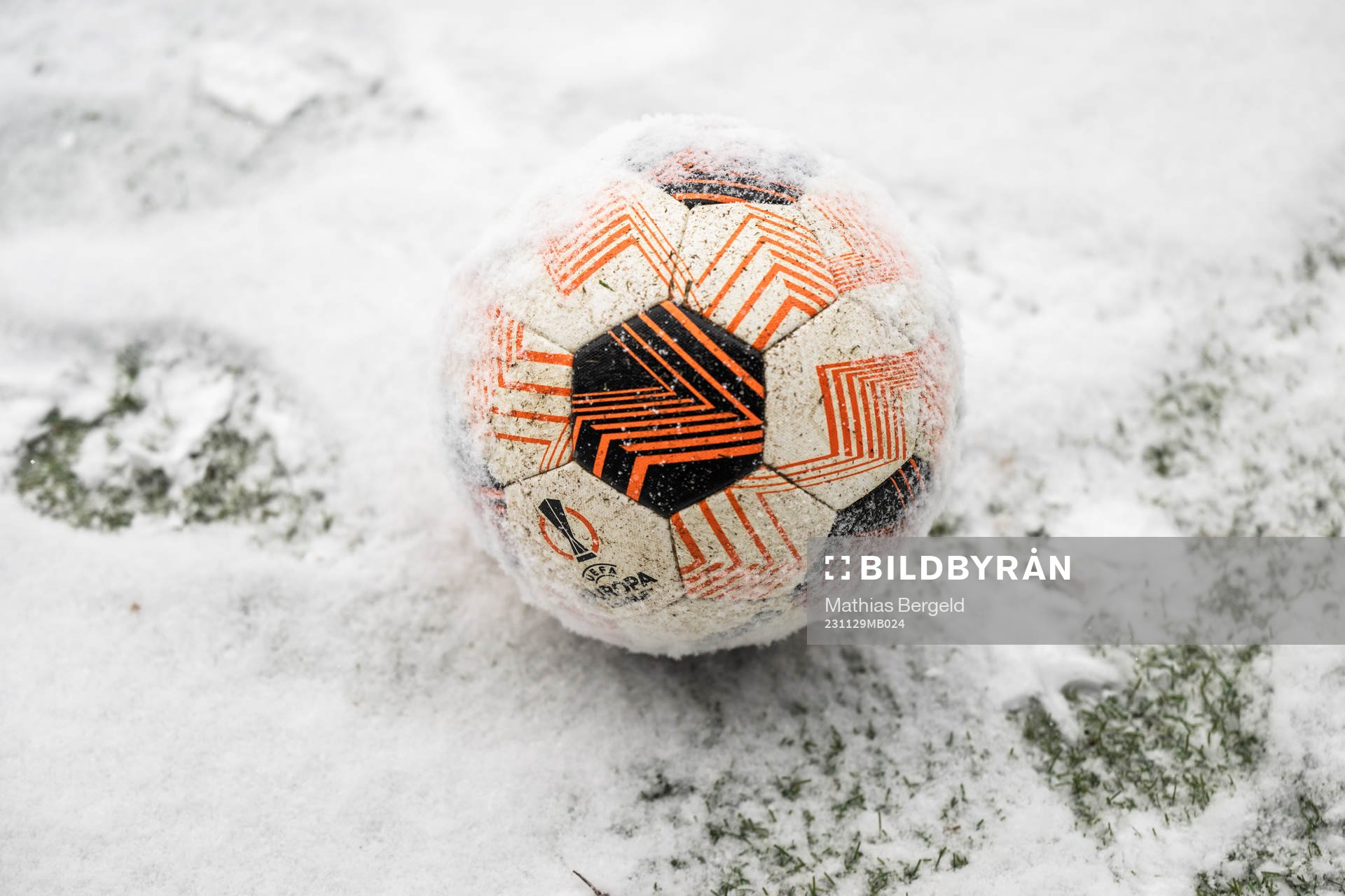 A ball covered in snow