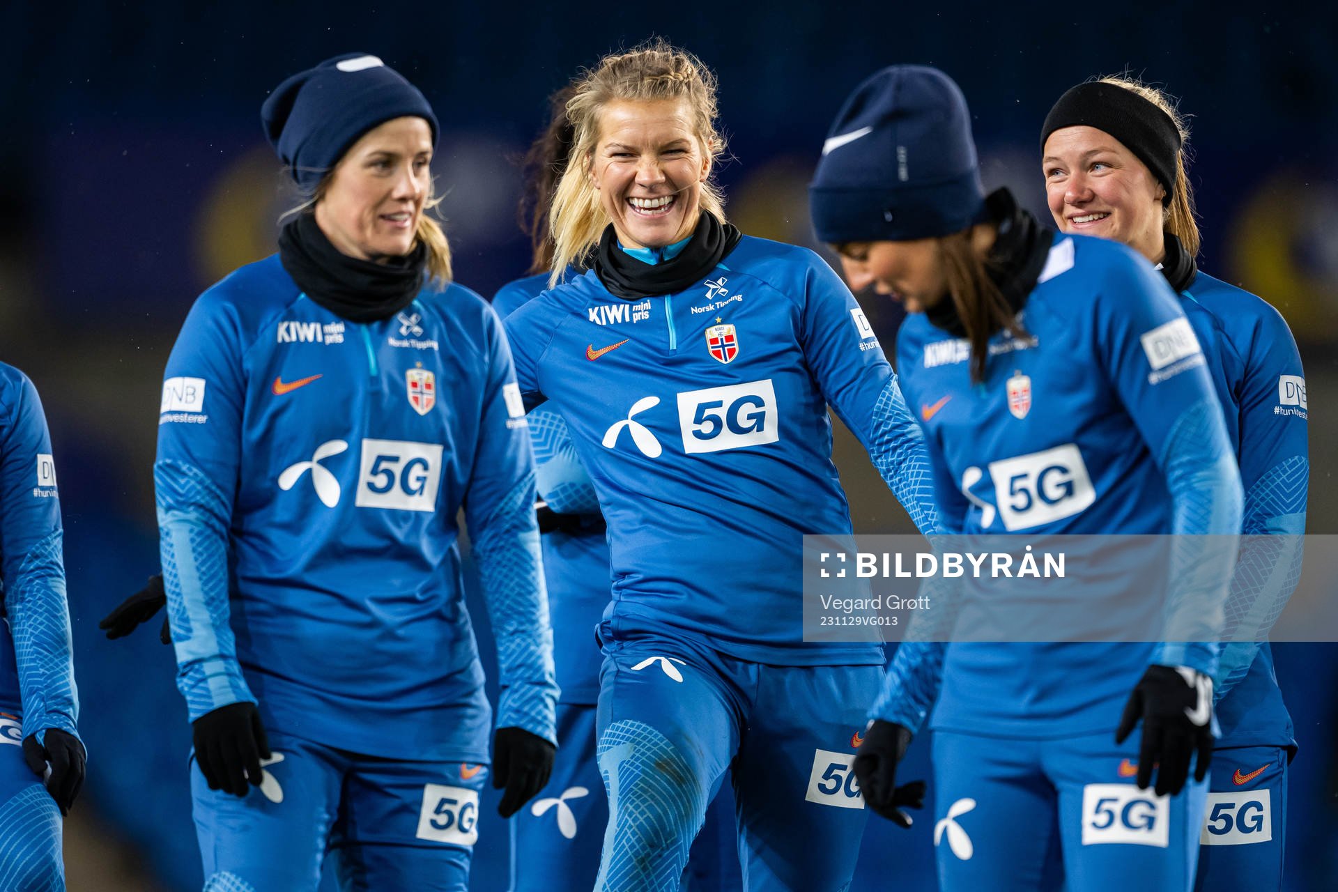 Maren Mjelde, Ada Hegerberg and Frida Maanum of the