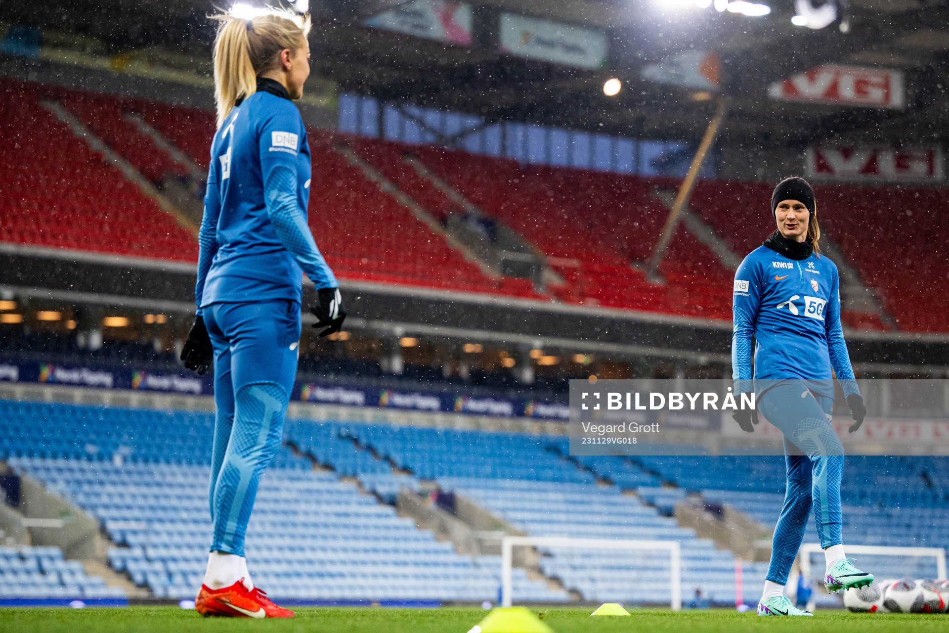Ada Hegerberg and Caroline Graham Hansen of the Norwegian