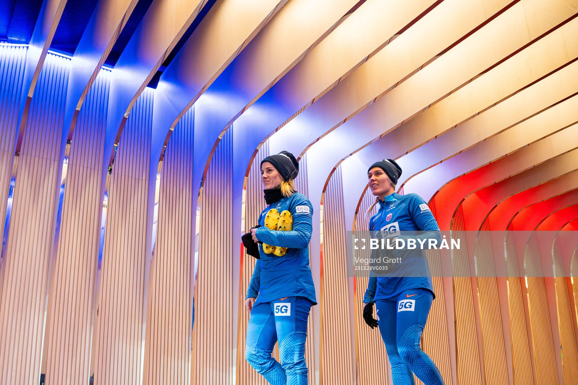 Maren Mjelde and Maria Thorisdottir of the Norwegian