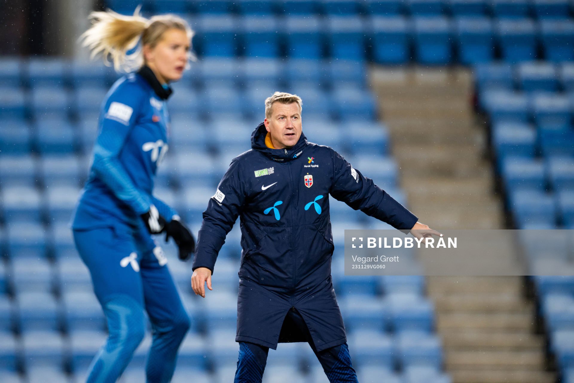 Ada Hegerberg and Leif Gunnar Smerud, head coach of the