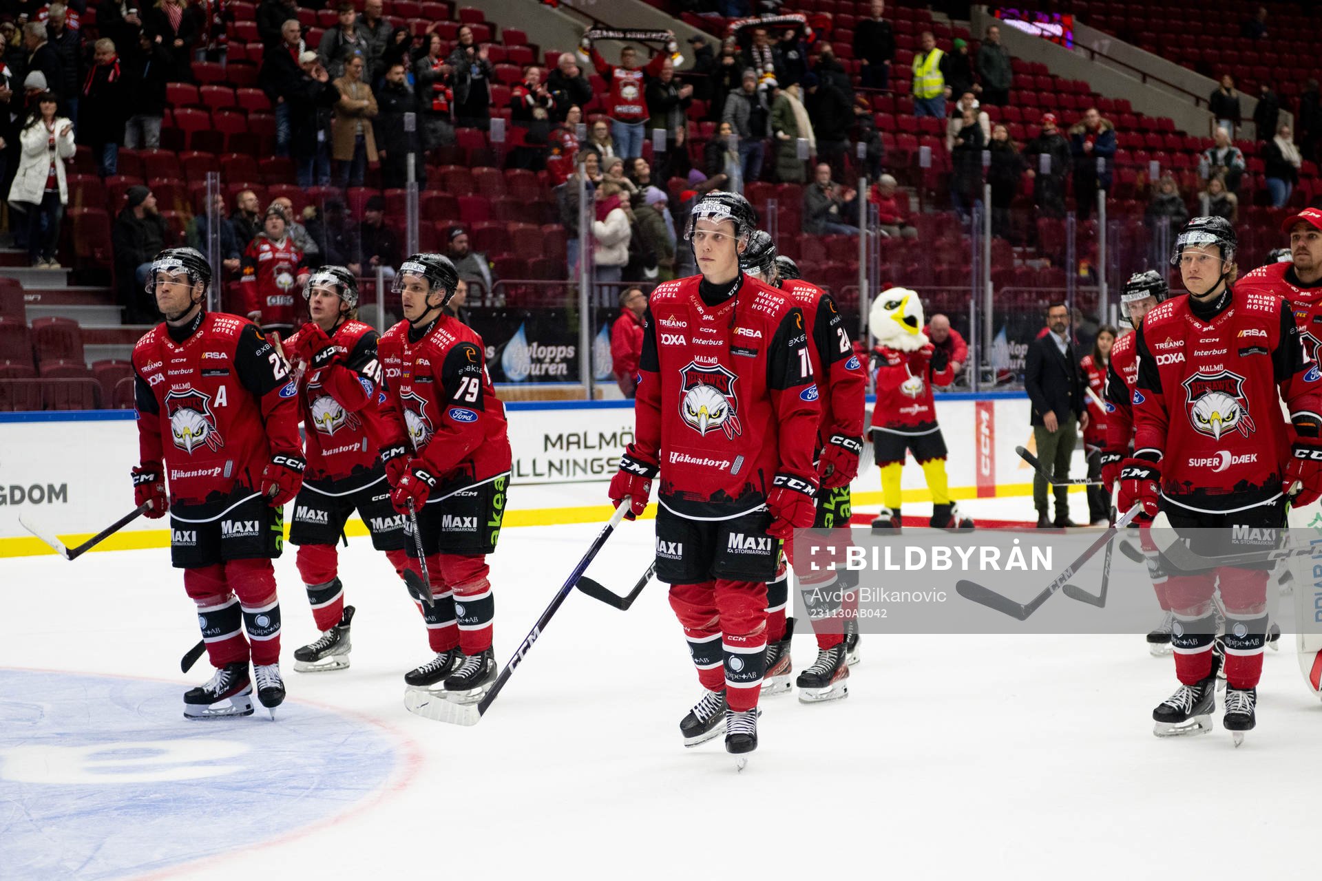 Malmö Redhawks spelare jublar