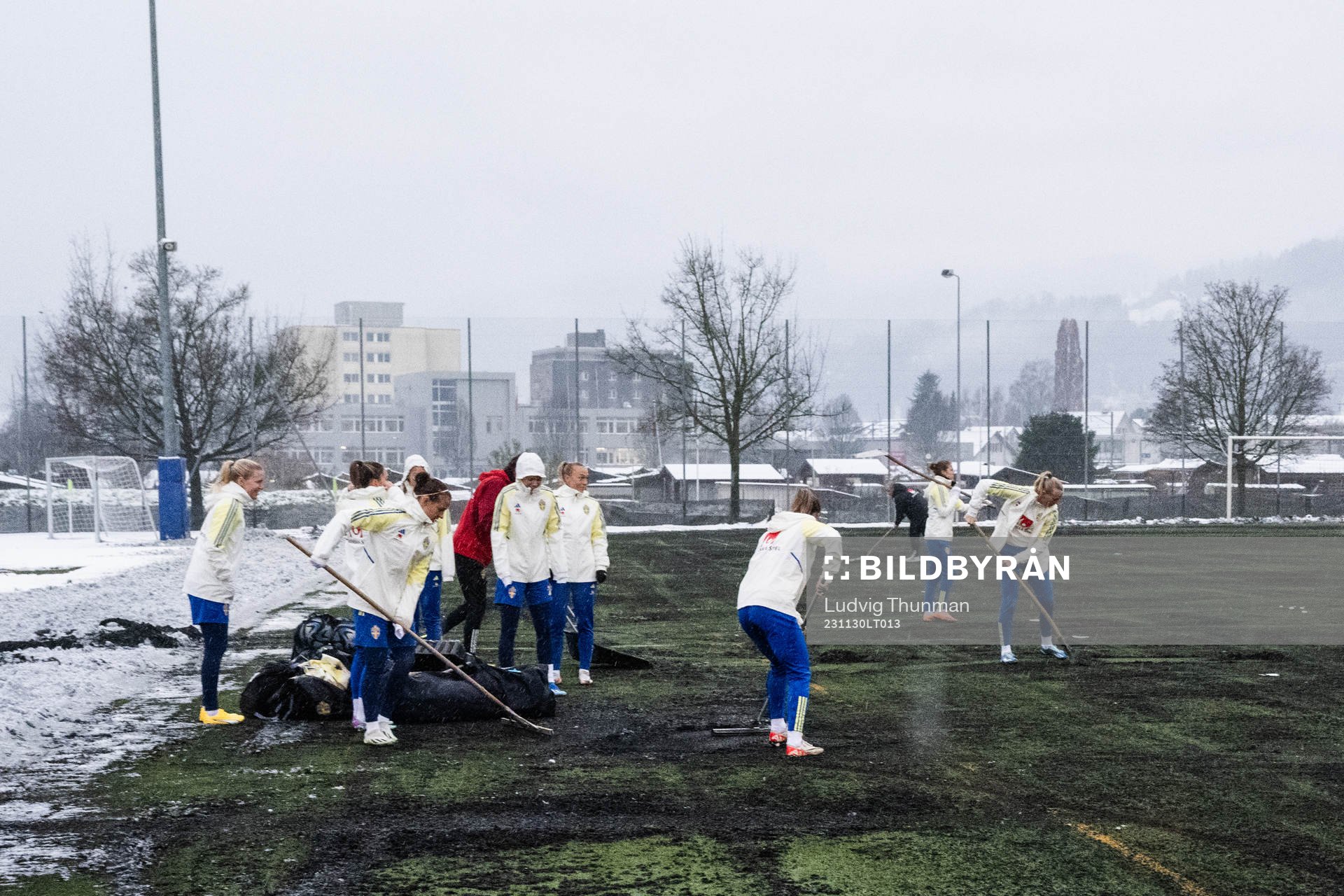 General view of the pitch during a training session with swedish women’s national football team on November 30, 2023 in Lucerene.