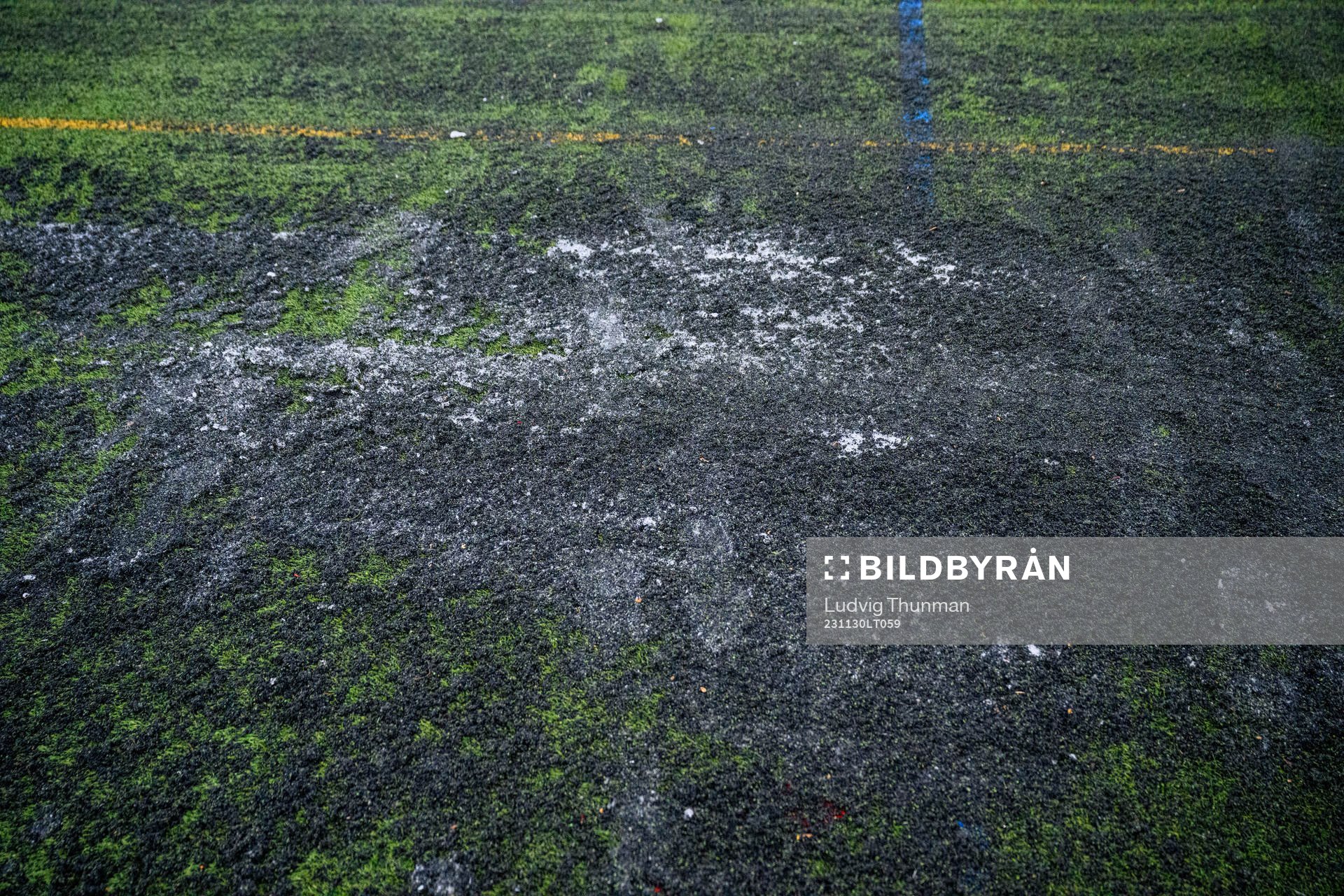 The pitch during a training session with swedish women’s national football team on November 30, 2023 in Lucerene. 
