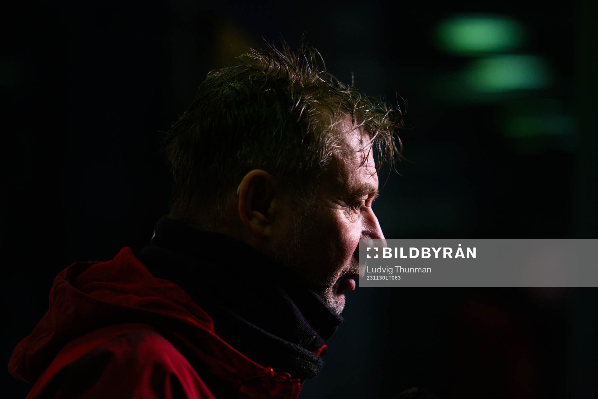 Head coach Peter Gerhardsson is interviewed by the media
