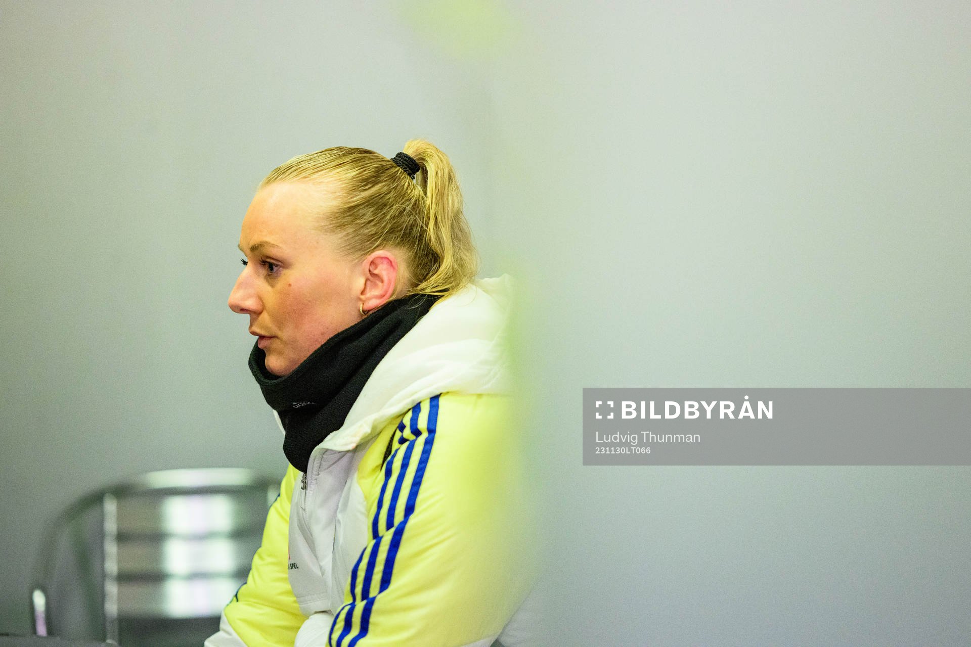 Stina Blackstenius is interviewed by the media