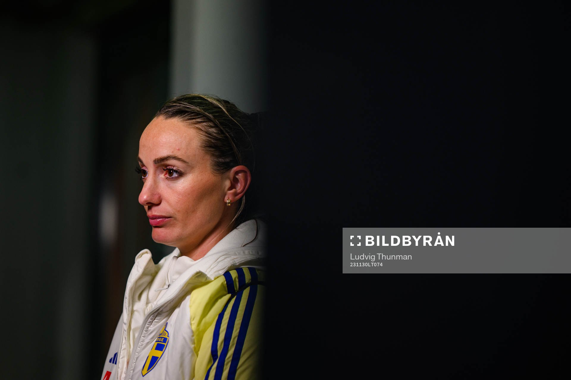 Kosovare Asllani is interviewed by the media