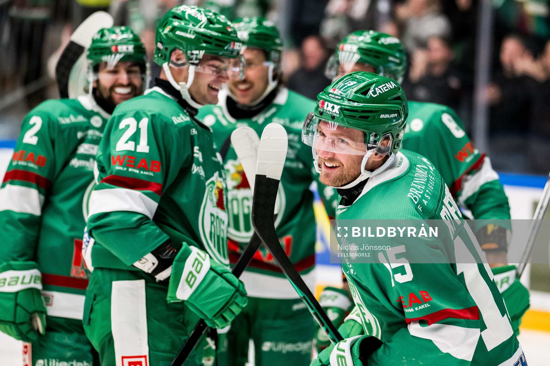 Rögle BKs Simon Ryfors jublar