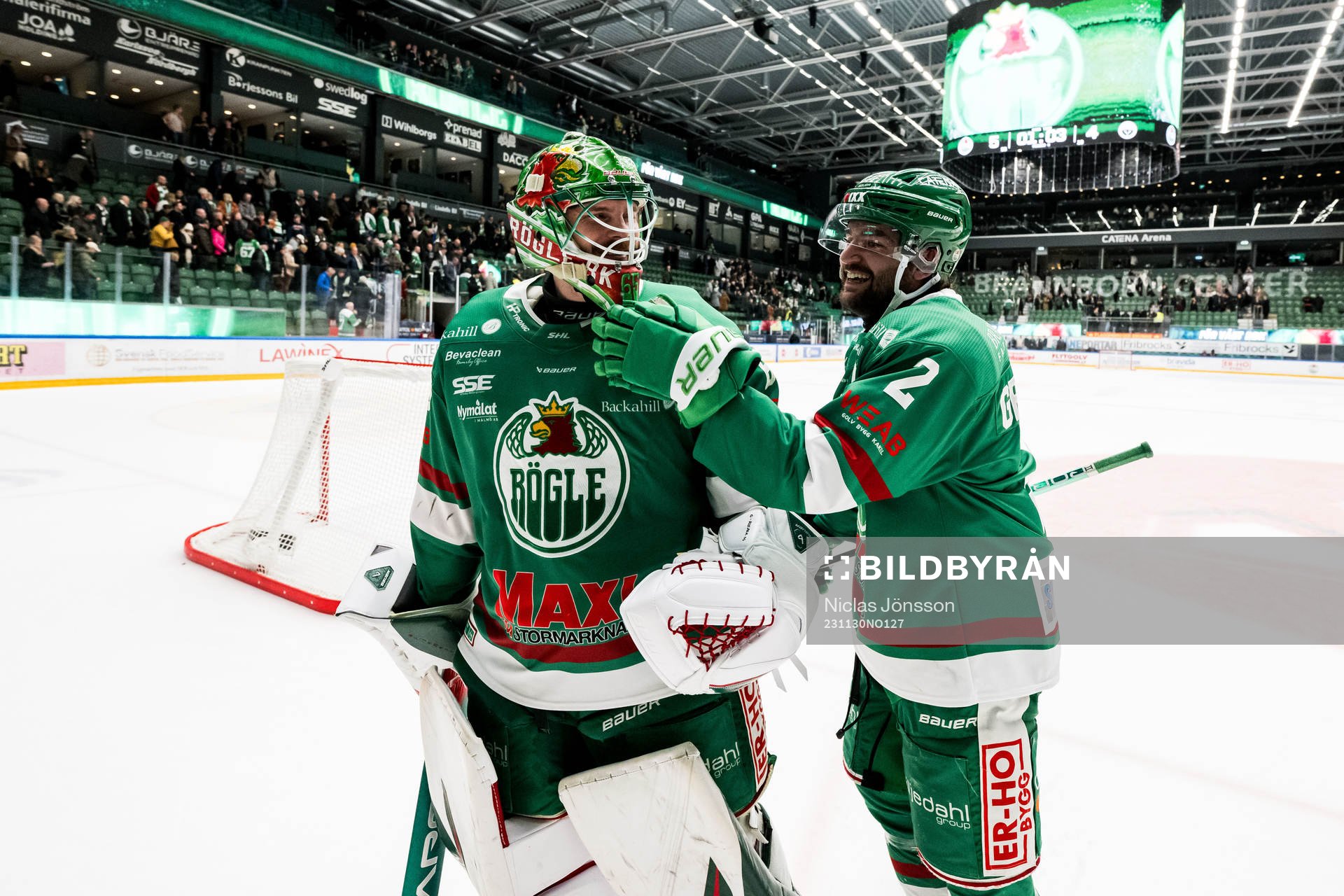 Rögle BKs målvakt Christoffer Rifalk och Thomas Grégoire