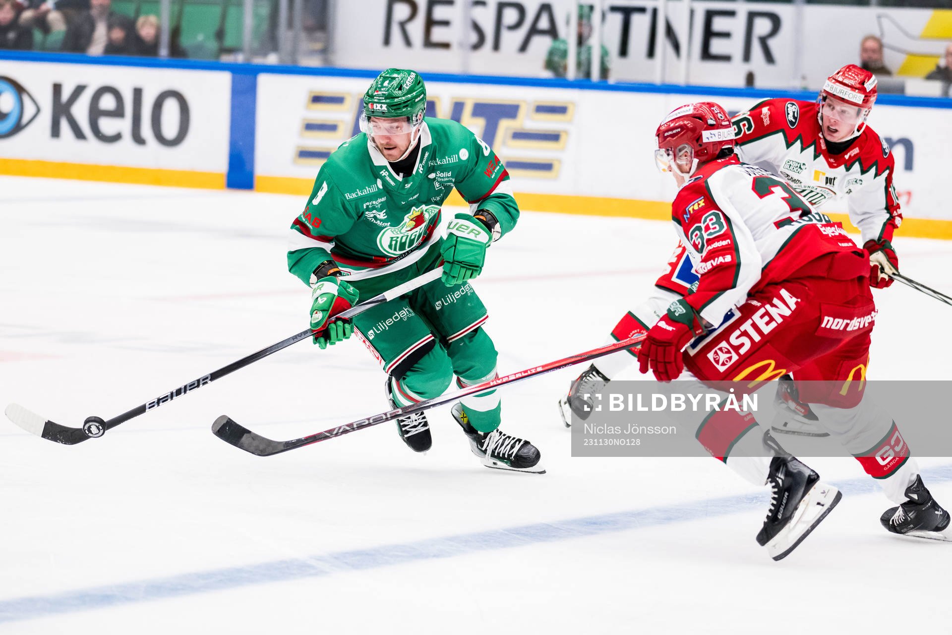 Rögle BKs Linus Sandin och Frölunda HCs Linus Högberg