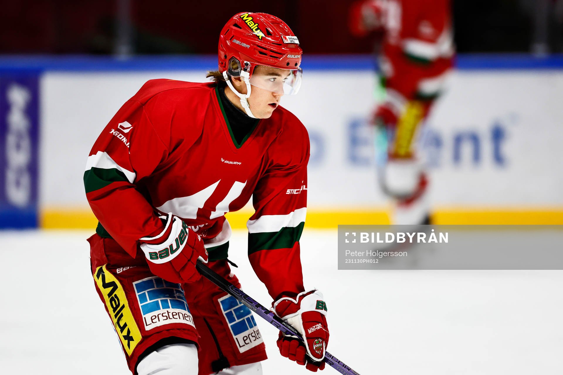 MoDos Theo Jacobsson före ishockeymatchen i SHL mellan