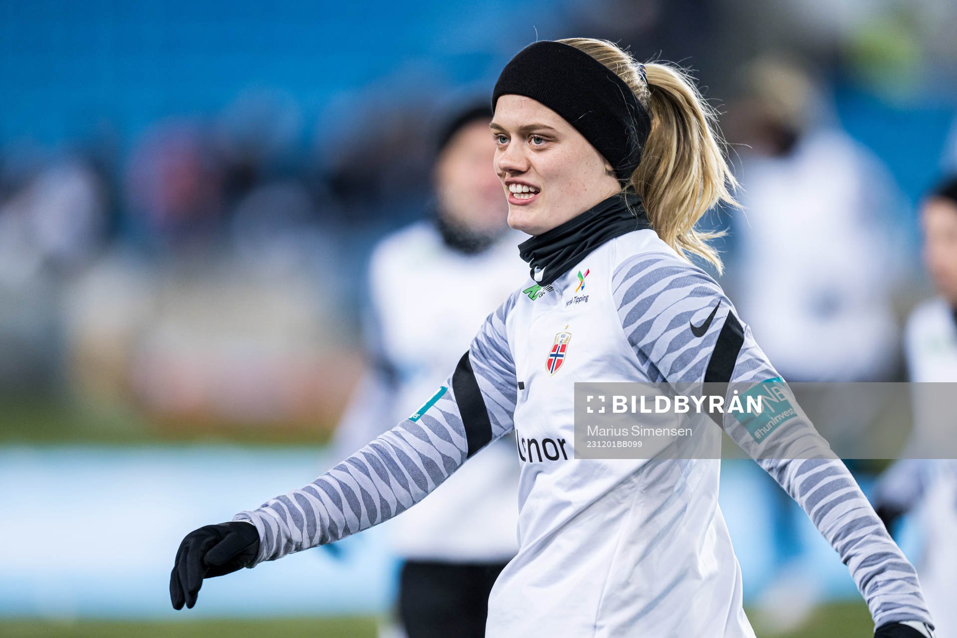 Mathilde Harviken of Norway warms up