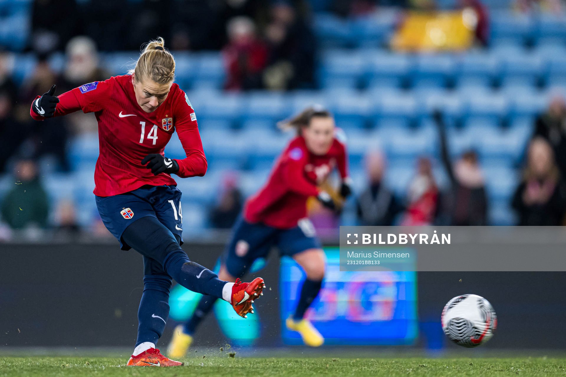 Ada Hegerberg of Norway scores the 2-0 goal