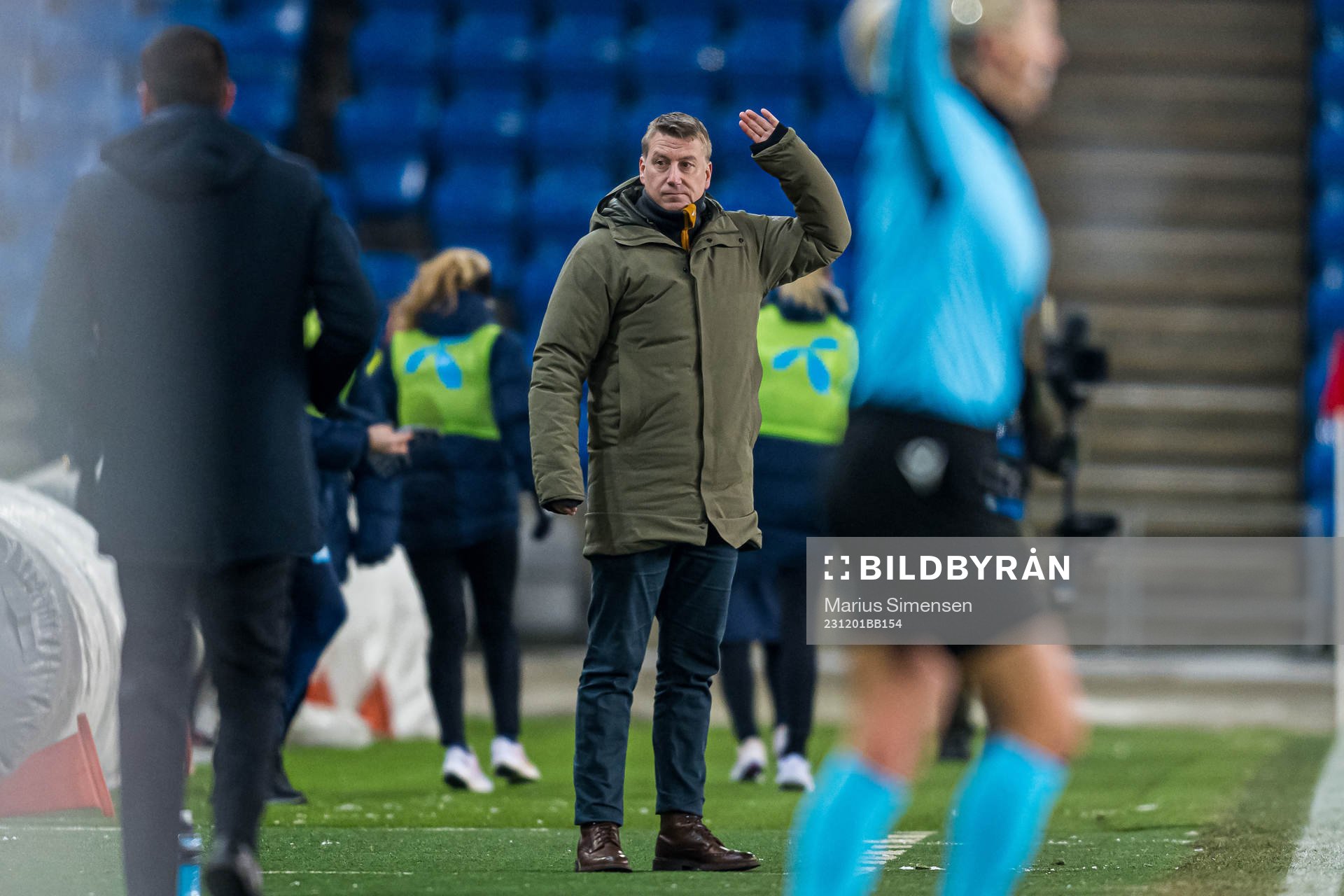 Leif Gunnar Smerud, head coach of Norway, during the UEFA Women’s Nations League football match between Norway and Portugal on December 1, 2023 in Oslo.
