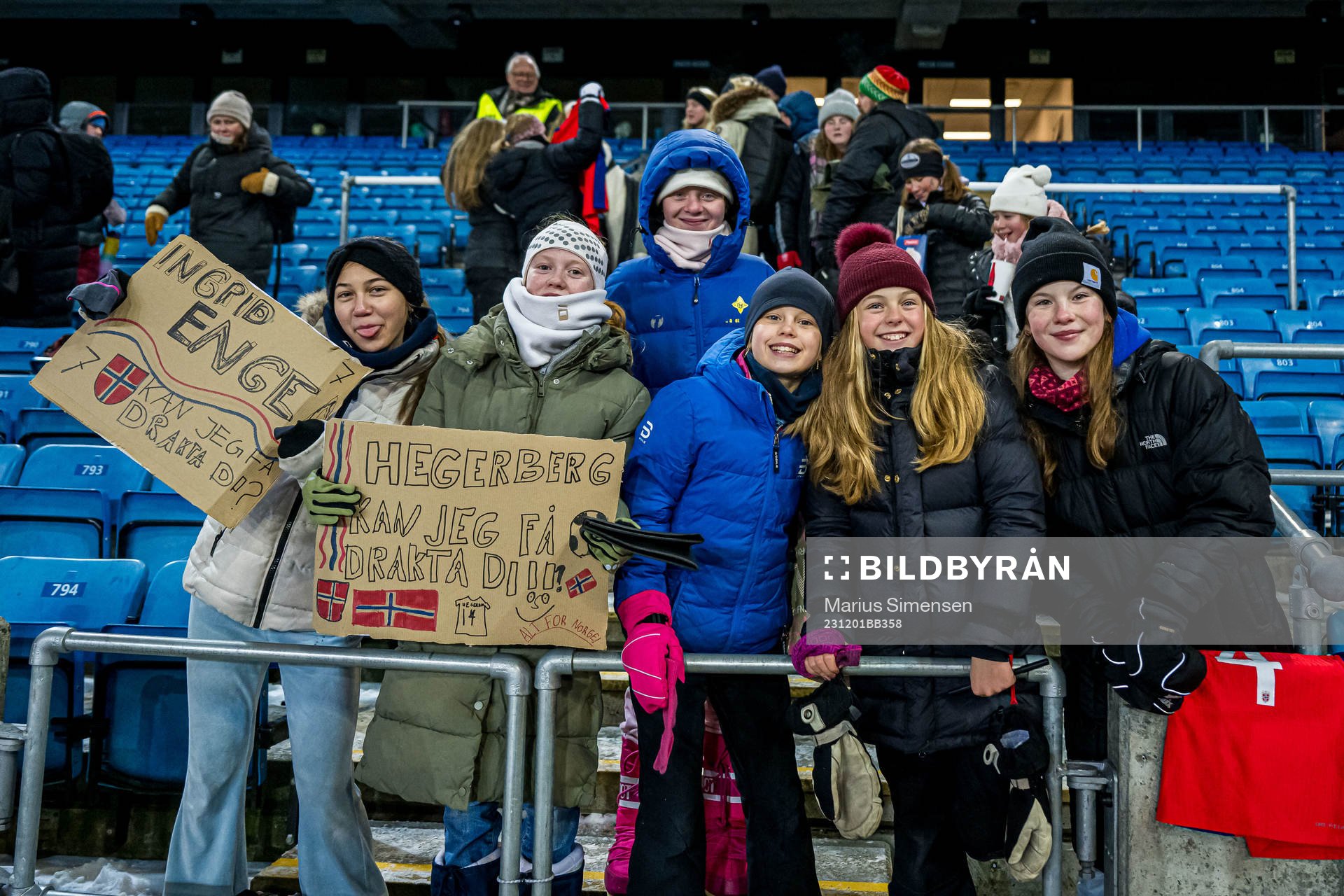 Spectators in the stands after the UEFA Women’s Nations League football match between Norway and Portugal on December 1, 2023 in Oslo.