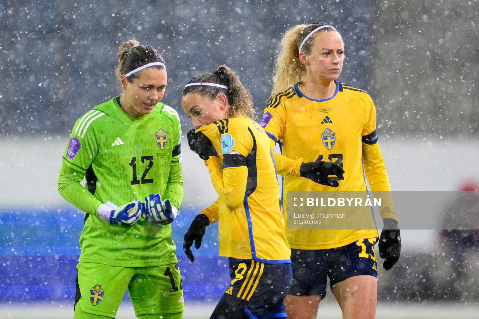 goalkeeper Jennifer Falk, Kosovare Asllani and Amanda