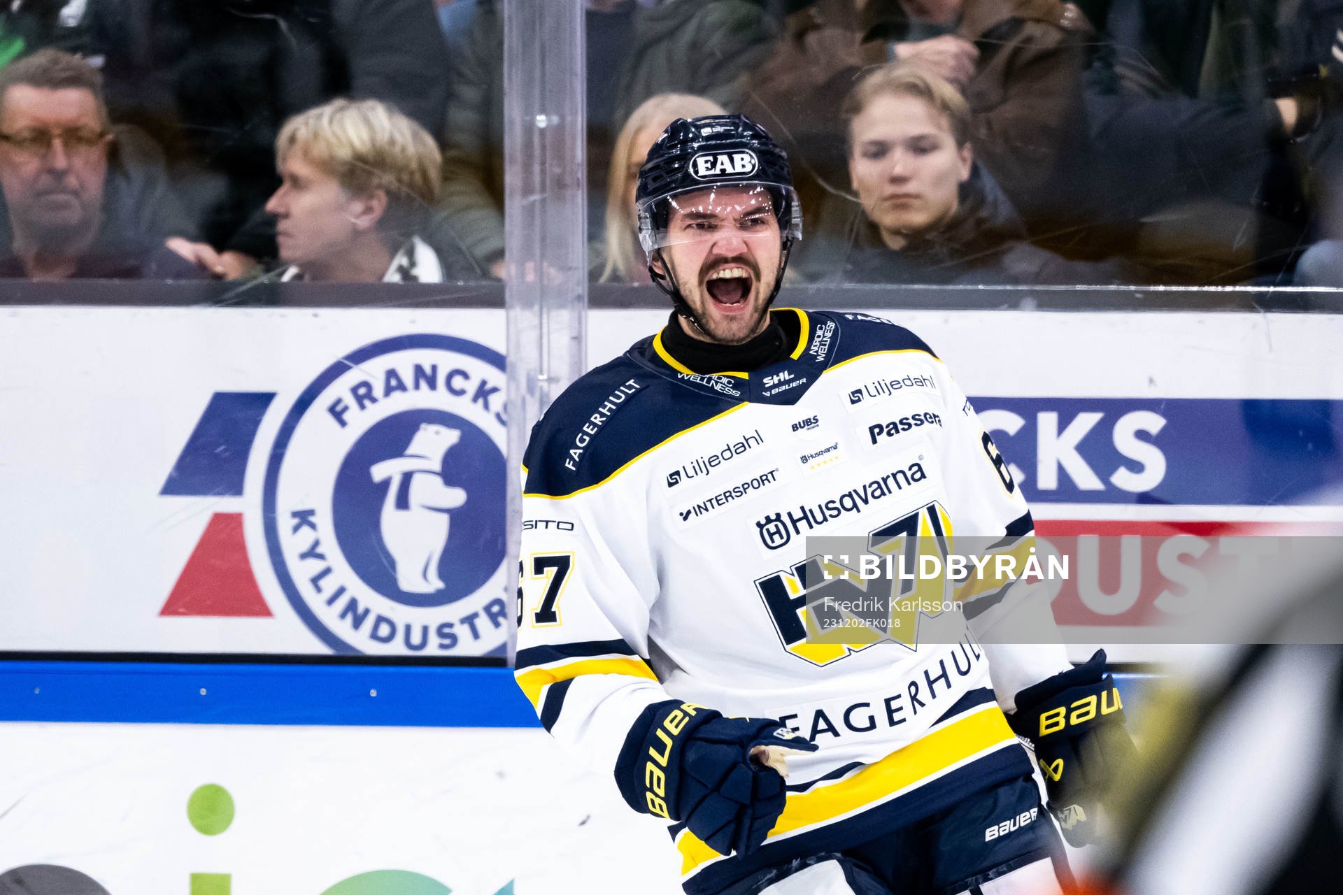 HV71s Oliwer Kaski jublar
