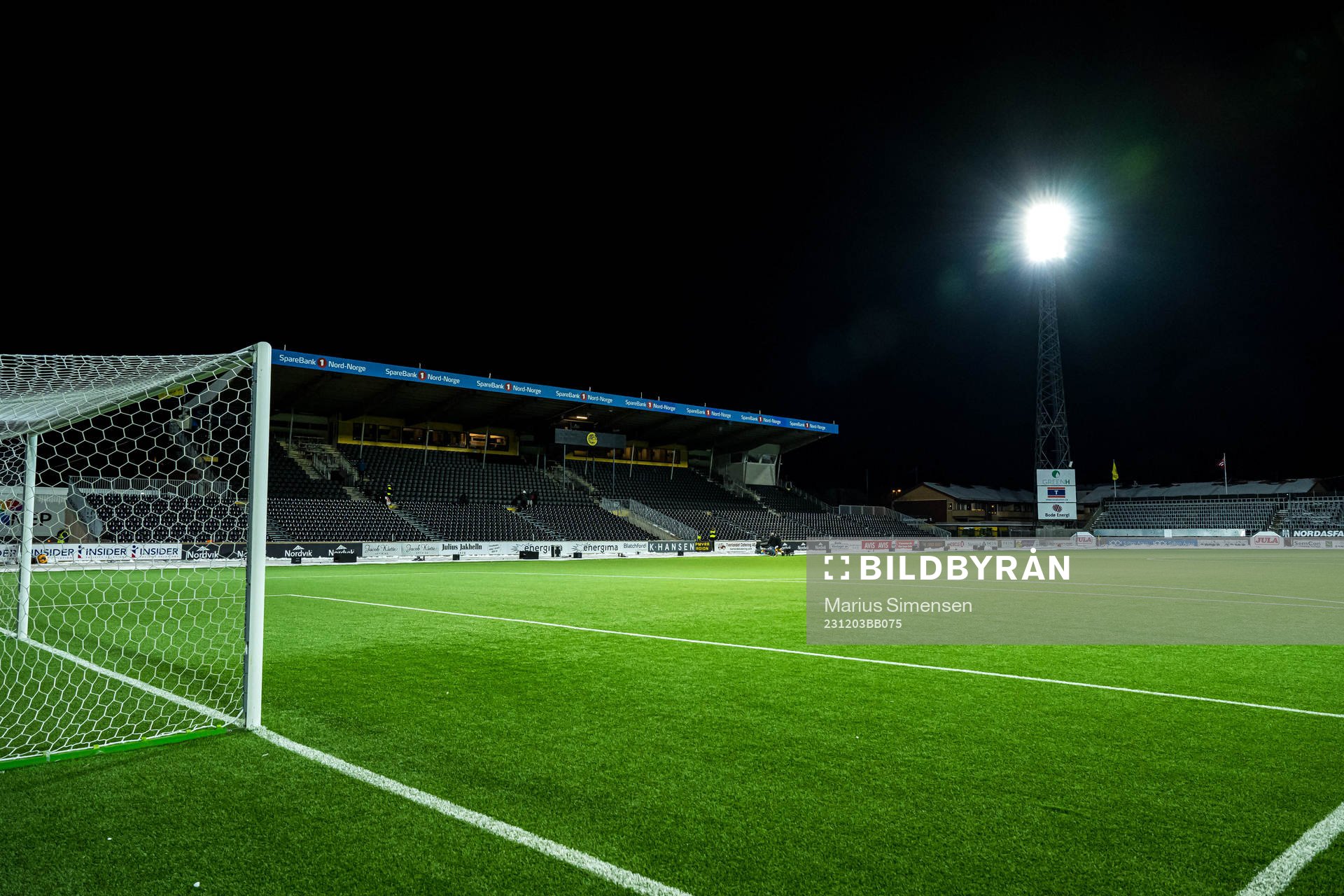 Aspmyra Stadion ahead of the Eliteserien match between Bodø/Glimt and Sarpsborg 08 on December 3, 2023 in Bodø.