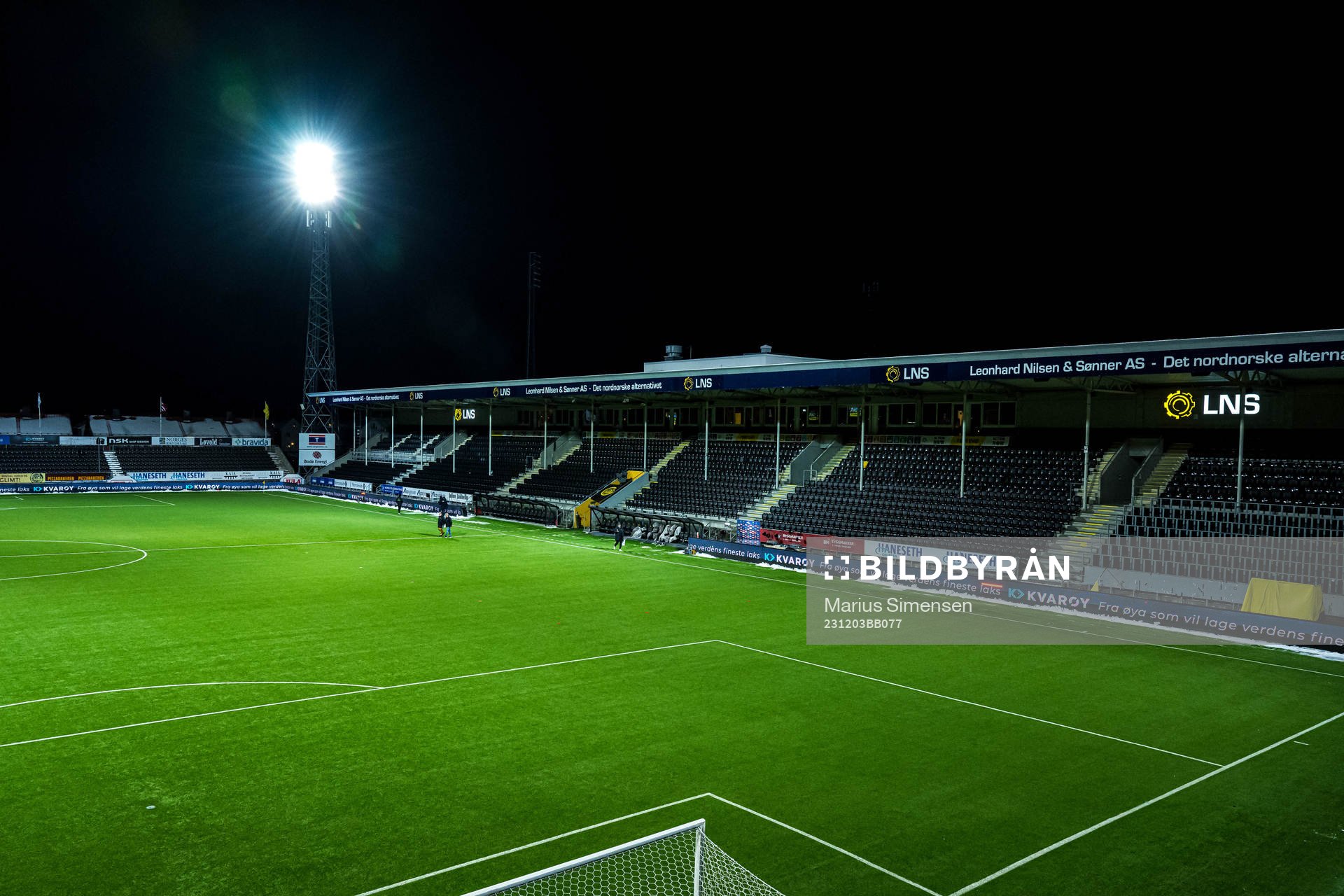 Aspmyra Stadion ahead of the Eliteserien match between Bodø/Glimt and Sarpsborg 08 on December 3, 2023 in Bodø.