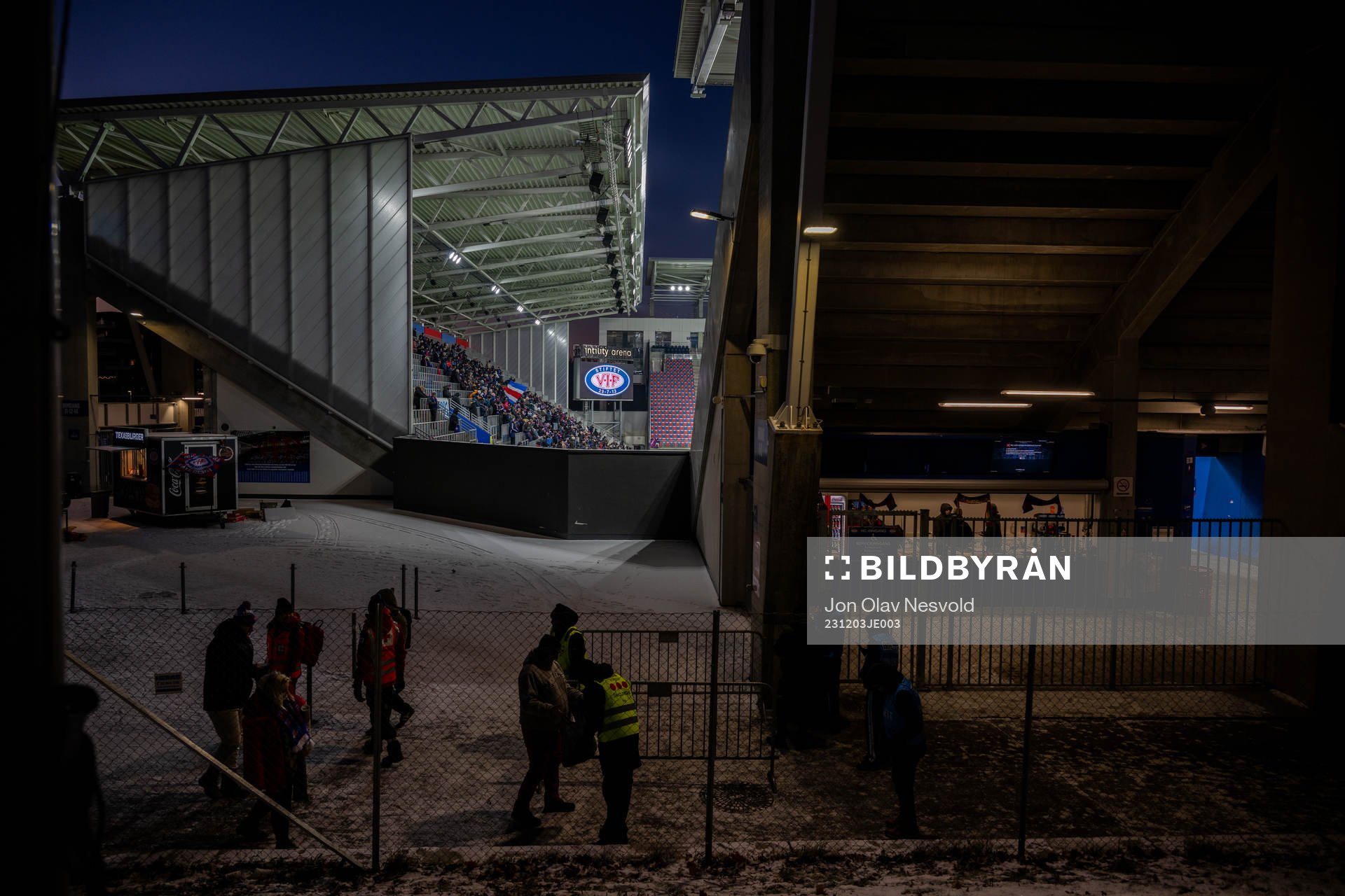 General exterior view of Intility Arena ahead of the Eliteserien match between Vålerenga and Tromsø on December 3, 2023 in Oslo. 